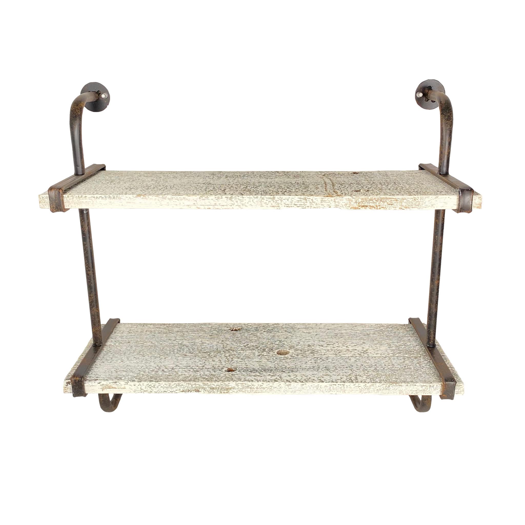 Rustic Wooden Shelf with 2 Planks - Farmhouse Wall Ledge in White Wash | BARNWOODUSA | Perfect for Living Room, Kitchen, or Bathroom Decor