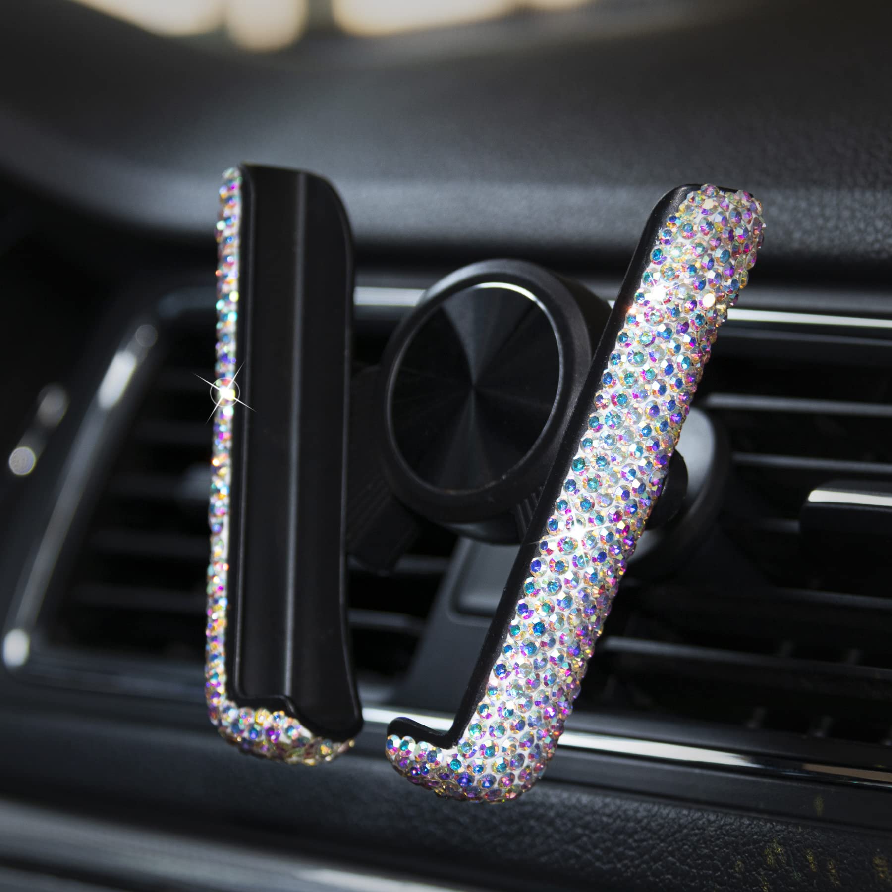**Amiss Bling Universal 360° Adjustable Car Phone Mount - Crystal Air Vent & Dashboard Holder for iPhone, Samsung, All Smartphones | Stylish Car Interior Decoration & Safe Driving Accessory**