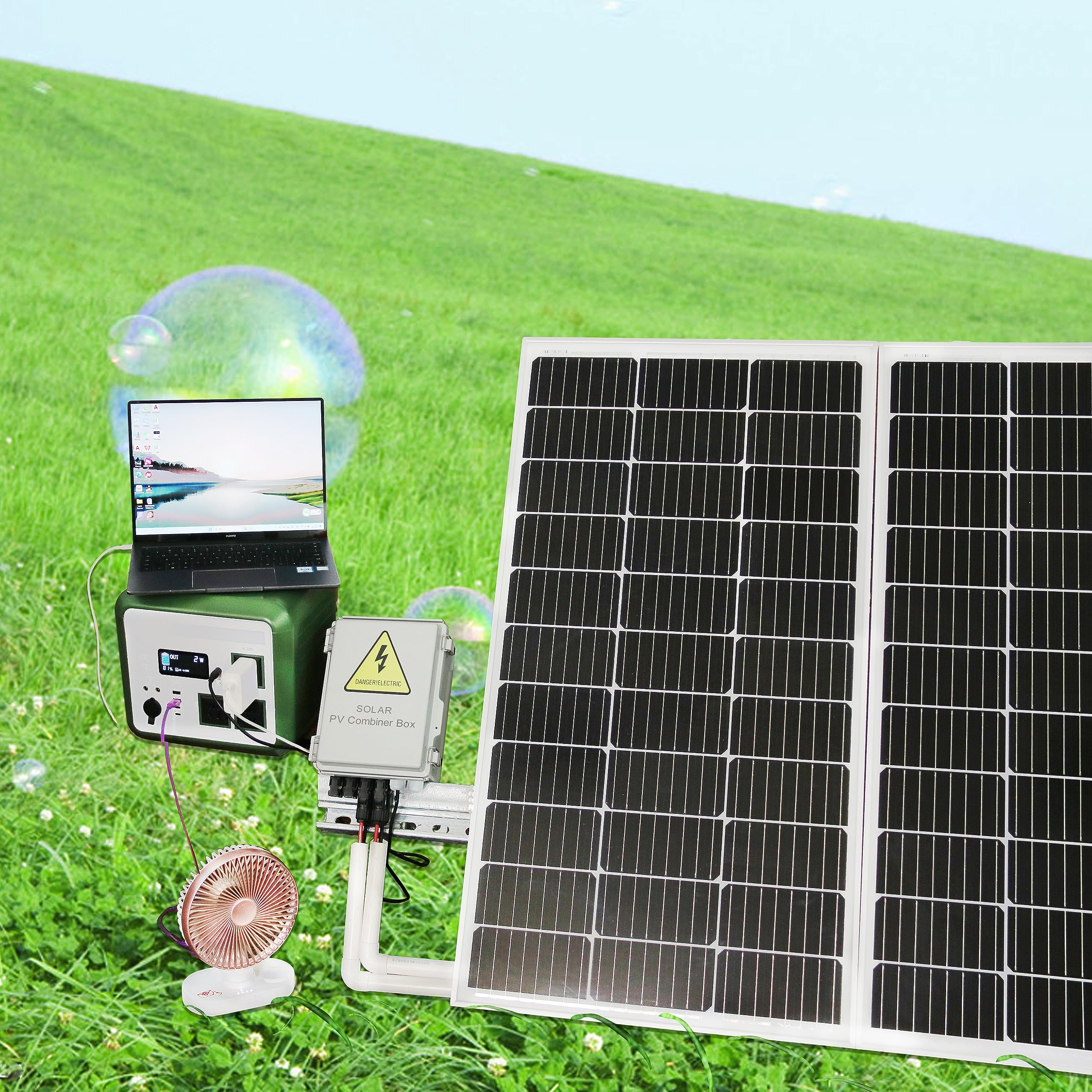 4 String Solar Combiner Box IP65 Waterproof - On/Off Grid Solar System with Lightning Arrester, 15A Fuse & 63A Circuit Breaker - Durable Plastic Enclosure for Home & Commercial Solar Panel Installations