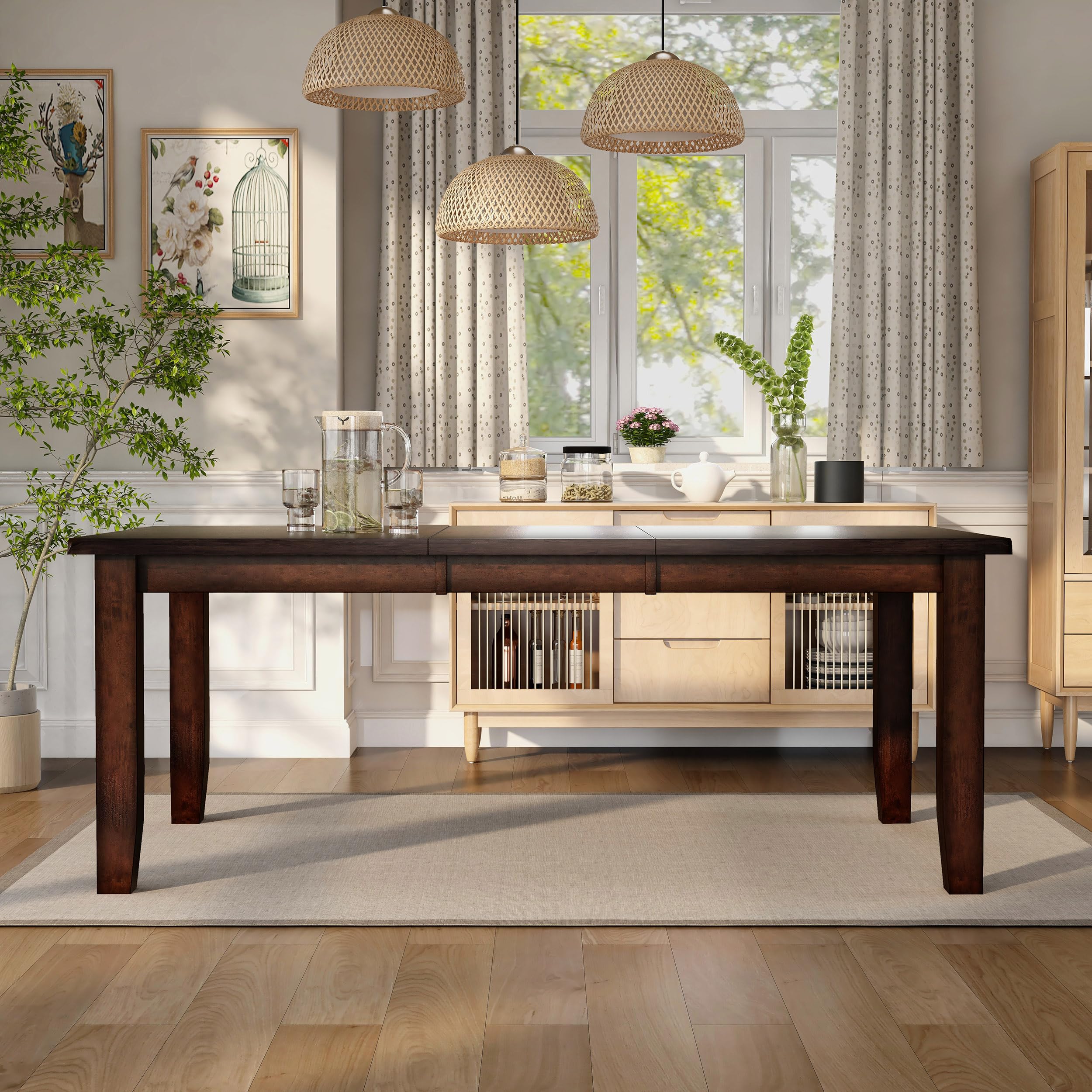Furniture of America Dallas Transitional Dining Table - Dark Cherry Finish - Elegant Modern Dining Room Furniture for Family Gatherings & Dinner Parties