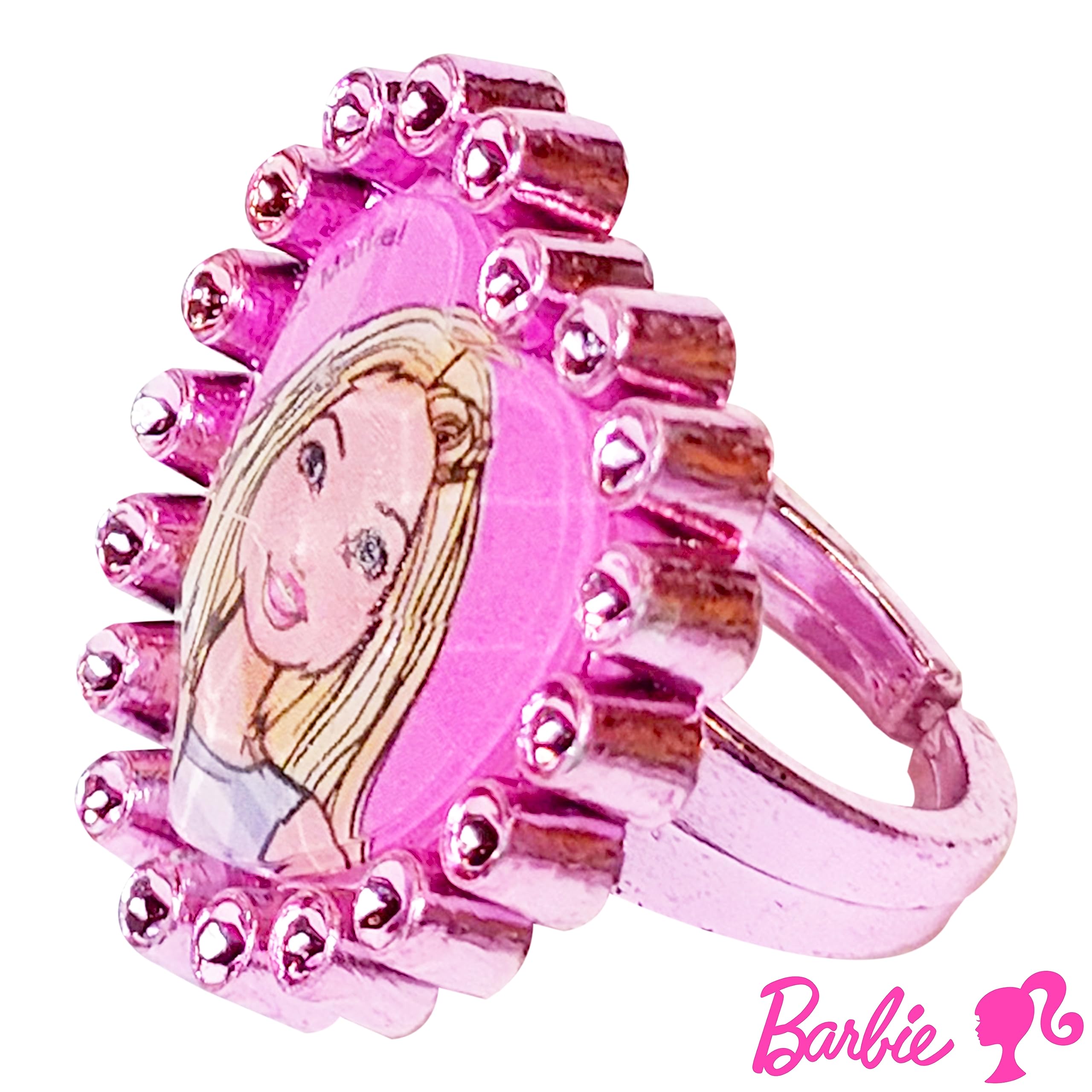 LUV HER Barbie Toy Jewelry Set for Girls - 6 Piece Accessory Box with 2 Rings, 2 Beaded Bracelets & Snap Hair Clips - Perfect Gift for 3+ Year Old Kids - Birthday Party, Dress Up Play & Pretend Play Accessories