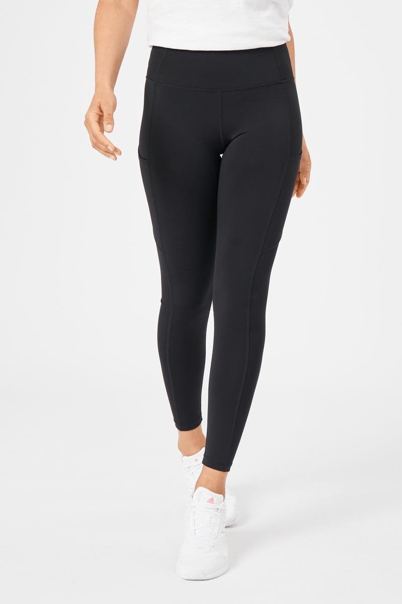 INSPORT Women's High-Waisted Power Pocket Workout Tights - Full Length Black Yoga Pants for Running, Gym & Lounge Wear