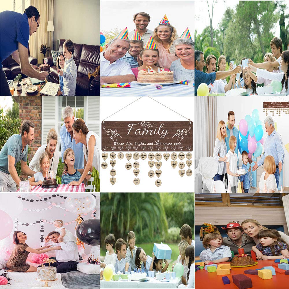 Personalized Wooden Family Birthday Reminder Calendar - Best Gift for Grandma & Mom from Daughter/Son | Birthday & Mother's Day Present | Wall Hanging Plaque for Home Decor & Memory Keeping