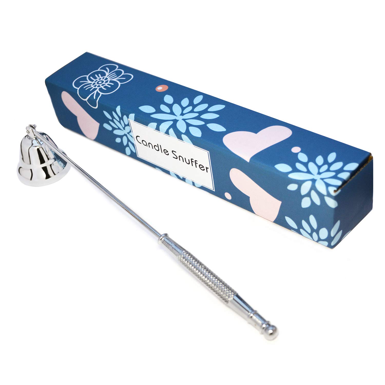 Premium Metal Candle Snuffer with Long Handle - Safe & Elegant Candle Extinguisher for Scented, Aromatherapy, Jar & Nest Flame Candles - Perfect for Home Decor, Spa Relaxation & Romantic Dinners (Silver)