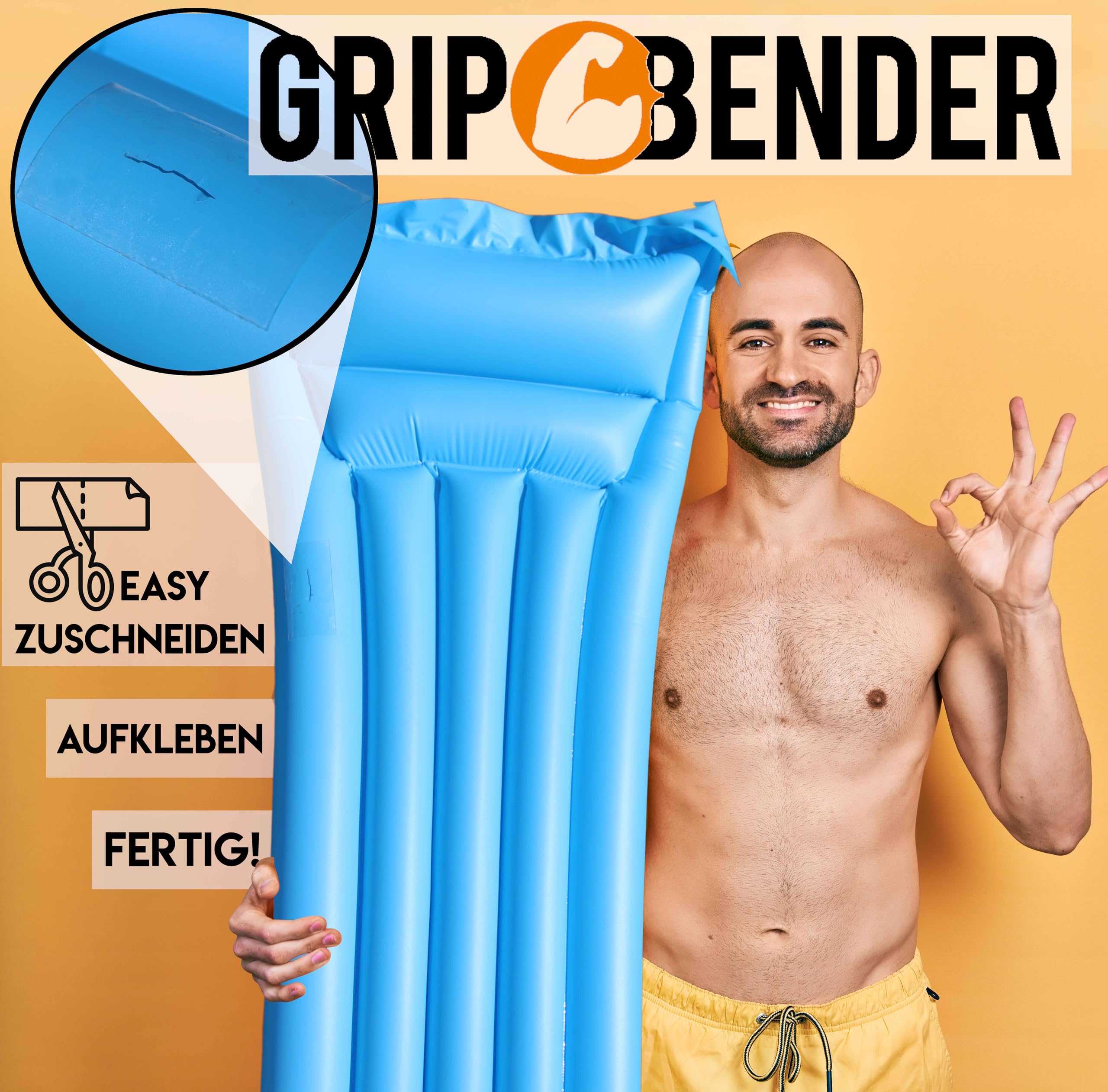 GRIP&BENDER PVC Reparatur-Klebeband (5Meter) Transparent - Wasserdichtes Tape zum Abdichten, Selbstklebendes Flick-Set (55mm x 5m) für Dach, Fenster, Rohre & mehr