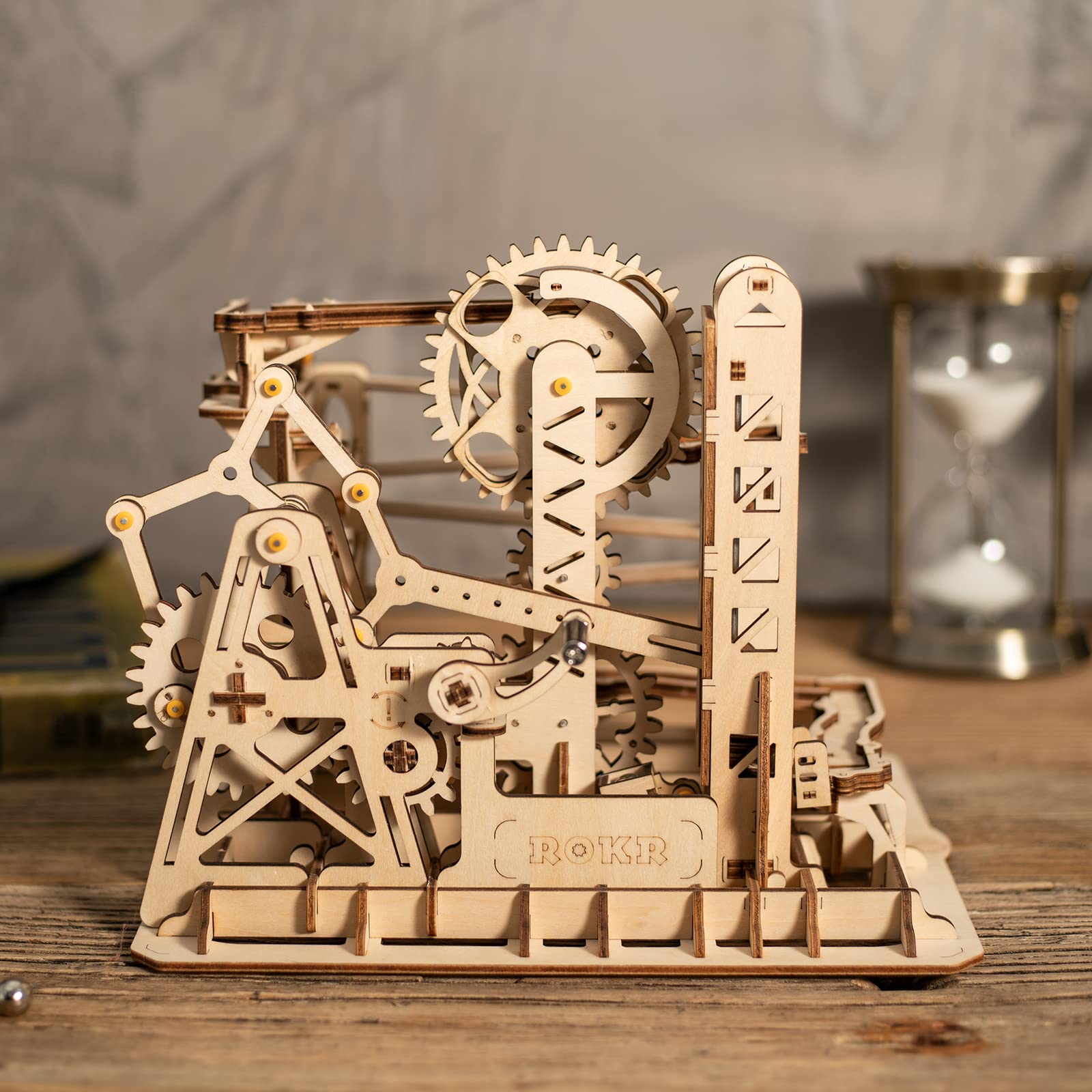 ROKR Marble Run 3D Wooden Puzzle Building Kit for Adults & Kids - Educational STEM Toy, Brain Teaser DIY Craft Project (Ladder) - Fun Home Activity & Gift for Family Game Nights