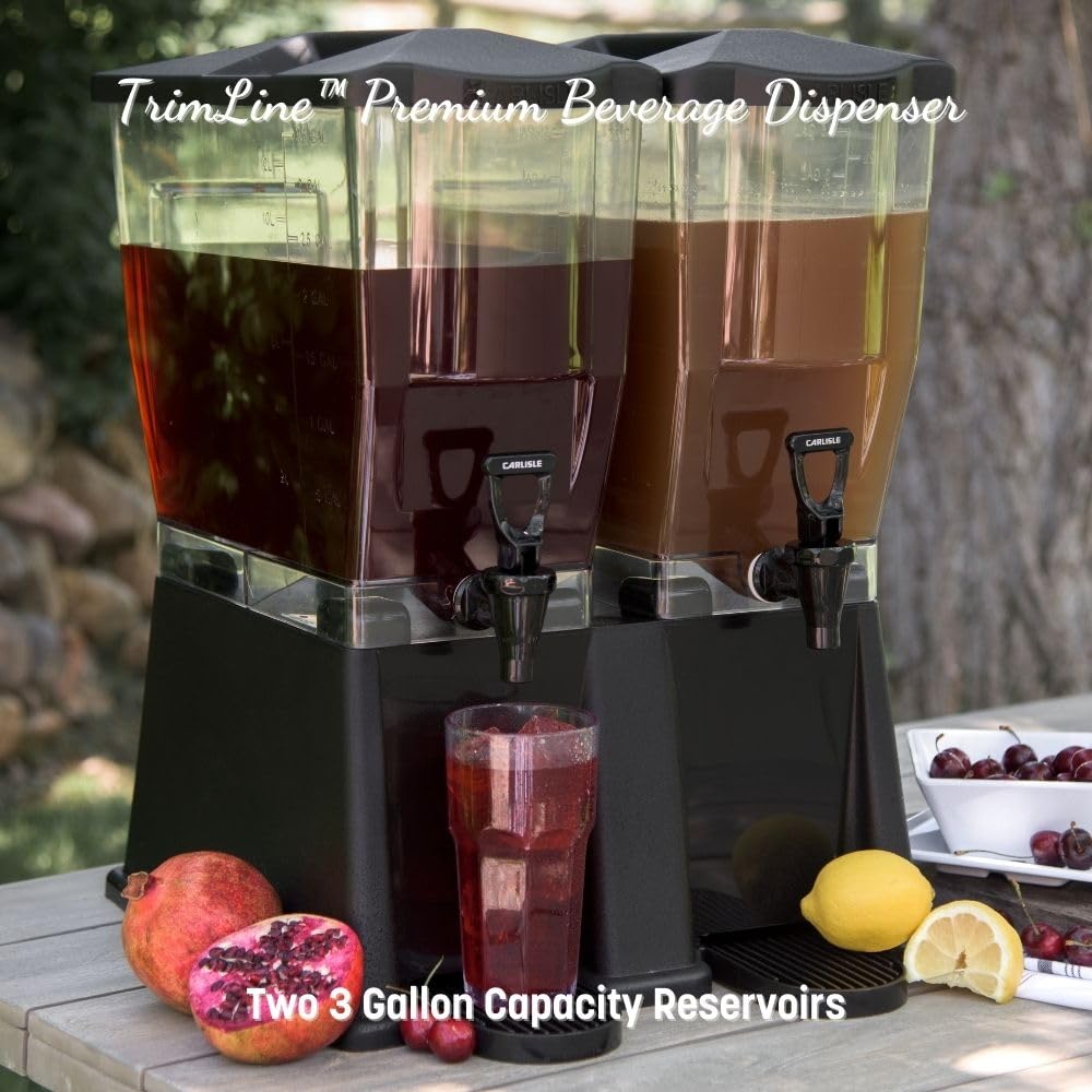 Carlisle FoodService 3.5 Gallon Black Polycarbonate Rectangular Drink Dispenser with Spigot - Perfect for Catering, Buffets, Restaurants & Parties | Commercial Beverage Server for Iced Tea, Lemonade & Punch