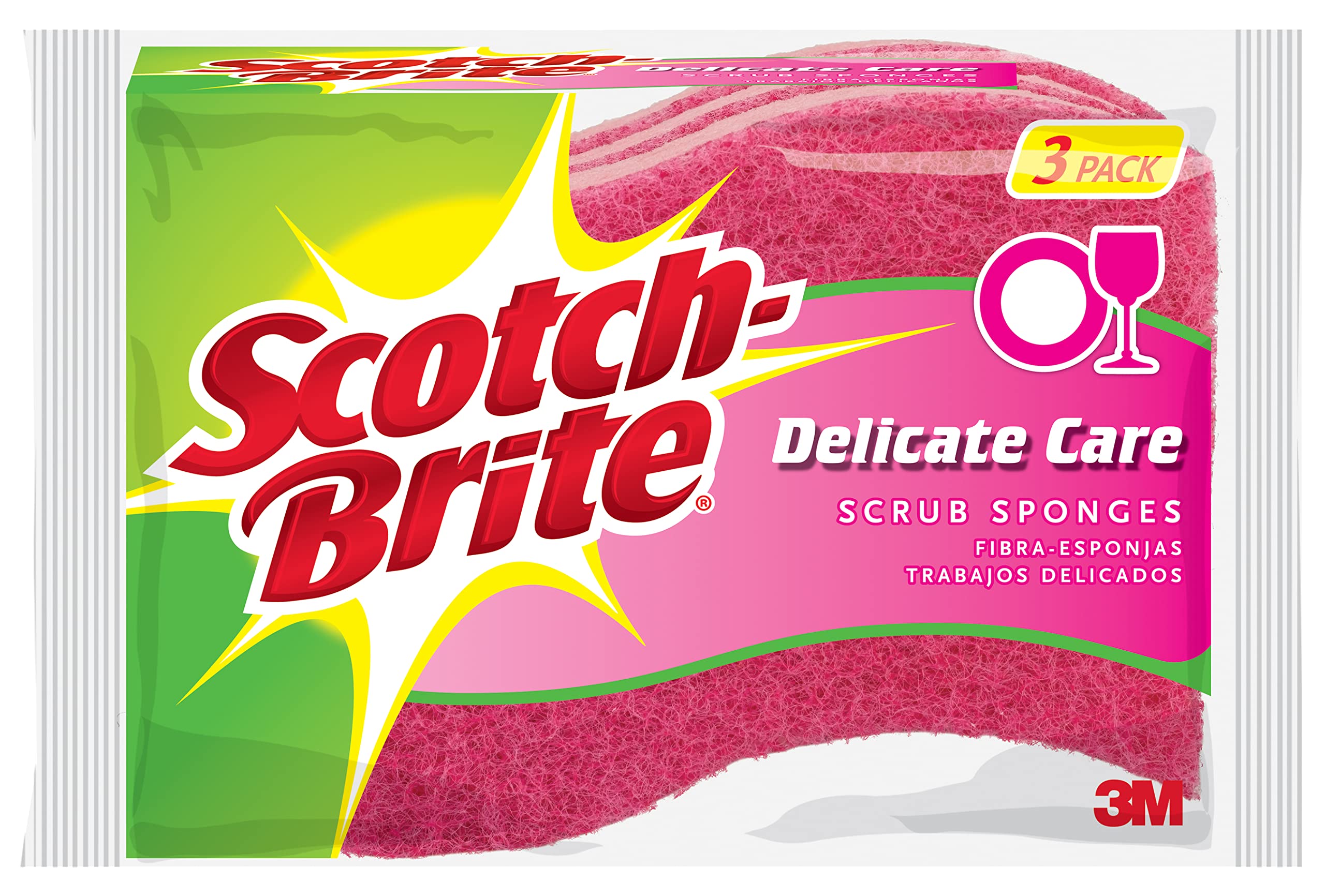 Scotch-Brite Gentle Clean Delicate Scrub Sponges - 24 Pack | Non-Scratch Dishwashing & Kitchen Cleaning Sponges | Safe for Delicate Cookware, Glassware & Countertops