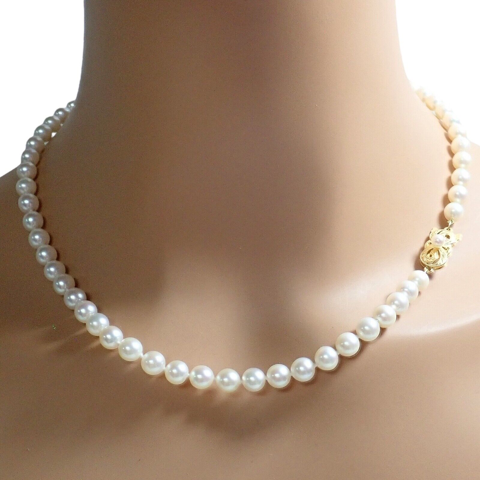 Authentic Mikimoto 18k Yellow Gold 6.5mm Pearl 18
