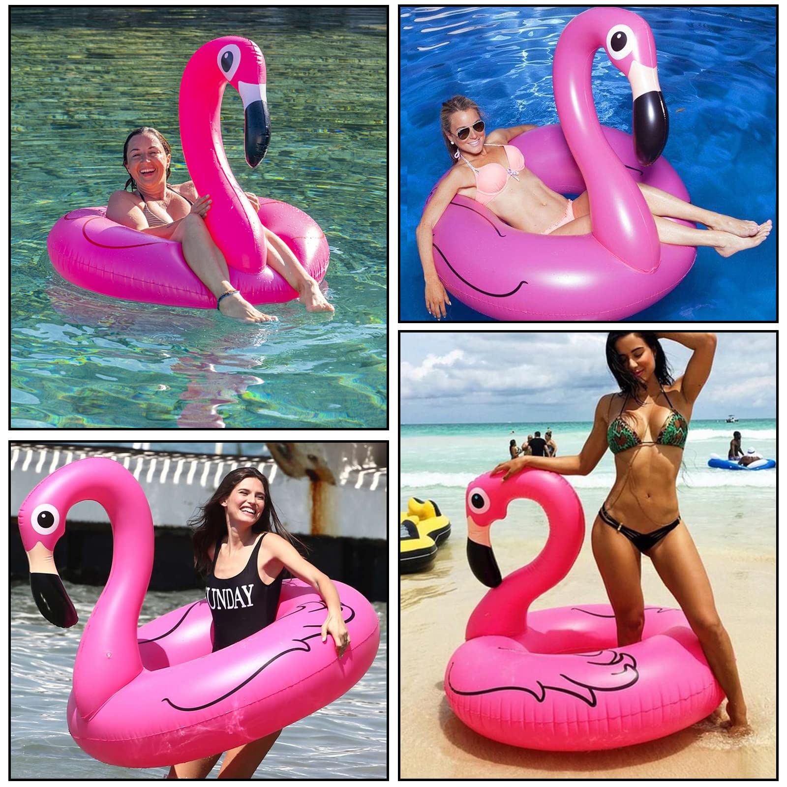 **Giant Pink Flamingo Pool Float for Adults & Kids - 105cm Inflatable Swimming Raft with Cup Holder - Fun Summer Water Toy for Beach, Pool Parties & Relaxation**
