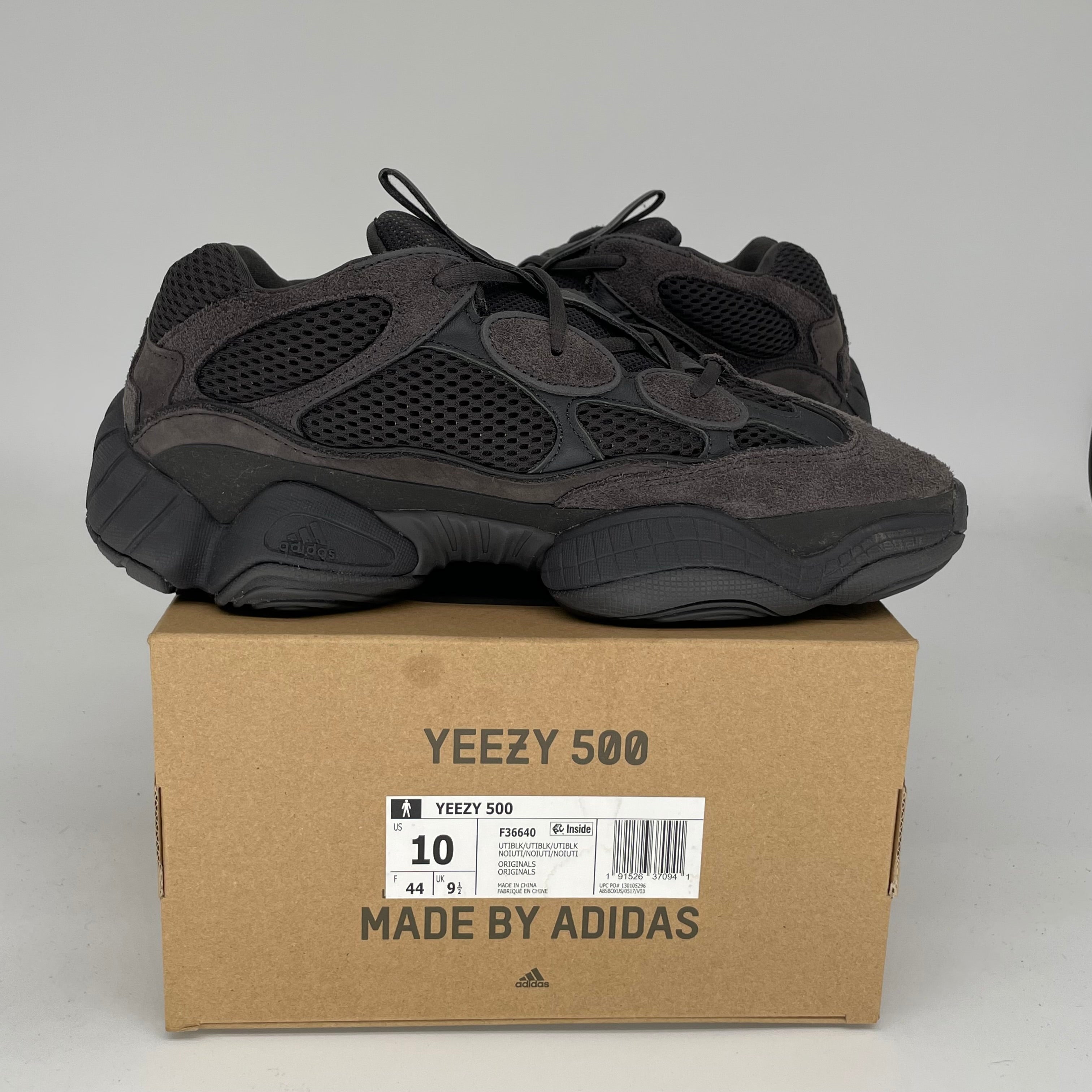 Adidas Yeezy 500 Utility Black Men's Sneakers - Size 10 (F36640) | Comfortable Running Shoes for Casual Wear & Street Style Fashion
