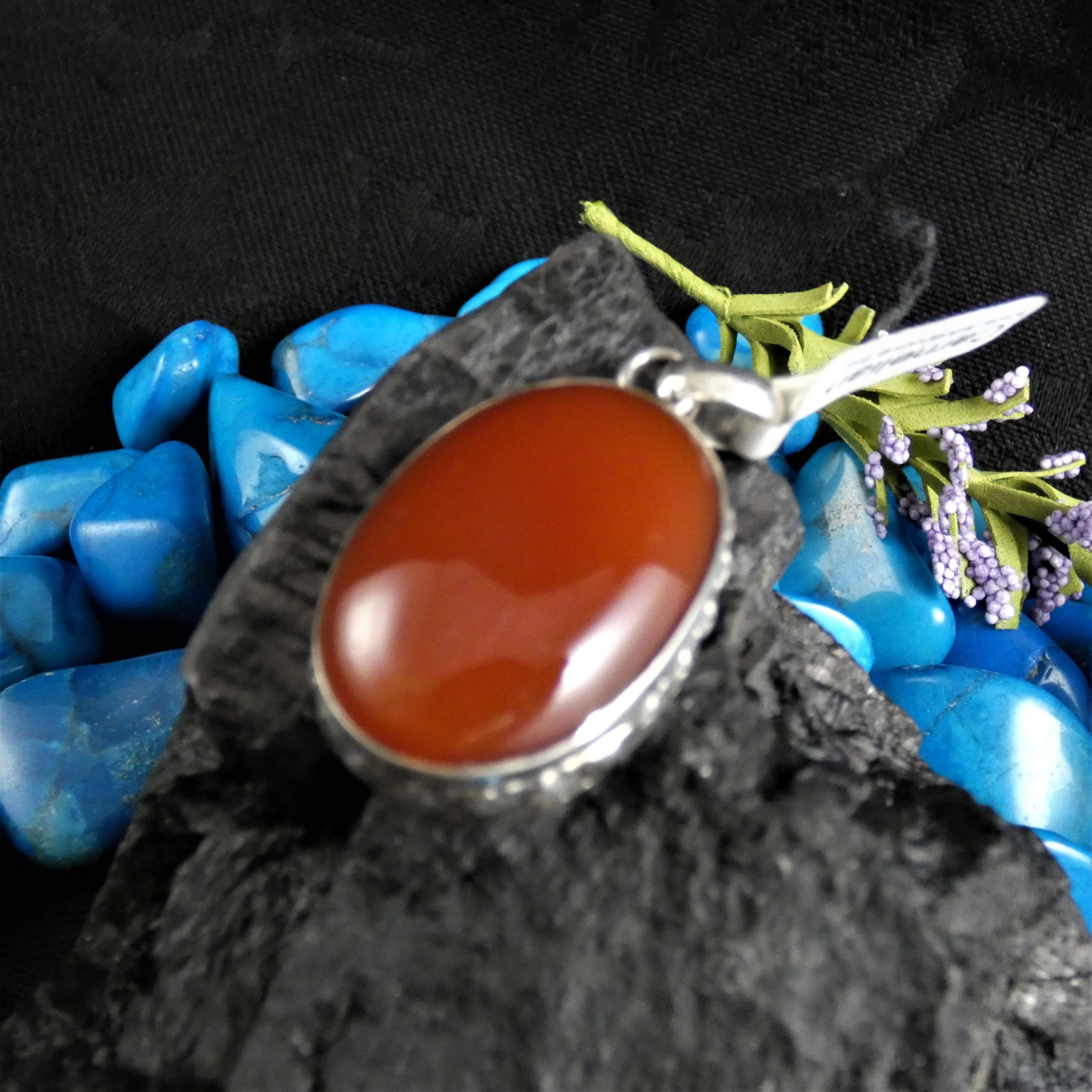 Natural Carnelian Gemstone Sterling Silver Pendant Necklace for Women - Perfect for Meditation, Energy Healing & Everyday Elegance