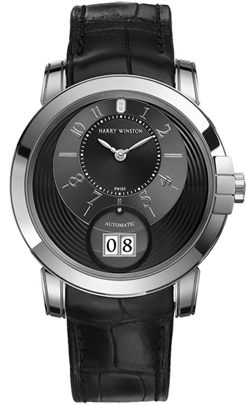 Harry Winston Midnight Big Date 18K White Gold Men's Luxury Watch - Elegant Timepiece for Formal Events & Business Occasions