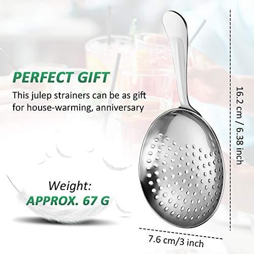 2-Pack Stainless Steel Julep Strainers - Professional Cocktail Strainer Spoon for Mixing Drinks, Home Bar & Commercial Use - Perfect for Mojitos, Martinis & Craft Cocktails