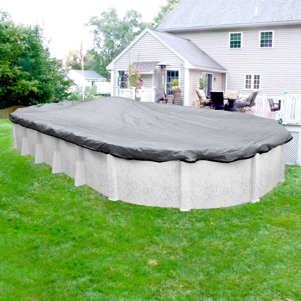 Robelle 401527 15x27ft Oval Above Ground Winter Pool Cover - Heavy Duty Mesh Swimming Pool Cover for Snow & Debris Protection | Durable All-Season Protection for Inground & Above Ground Pools