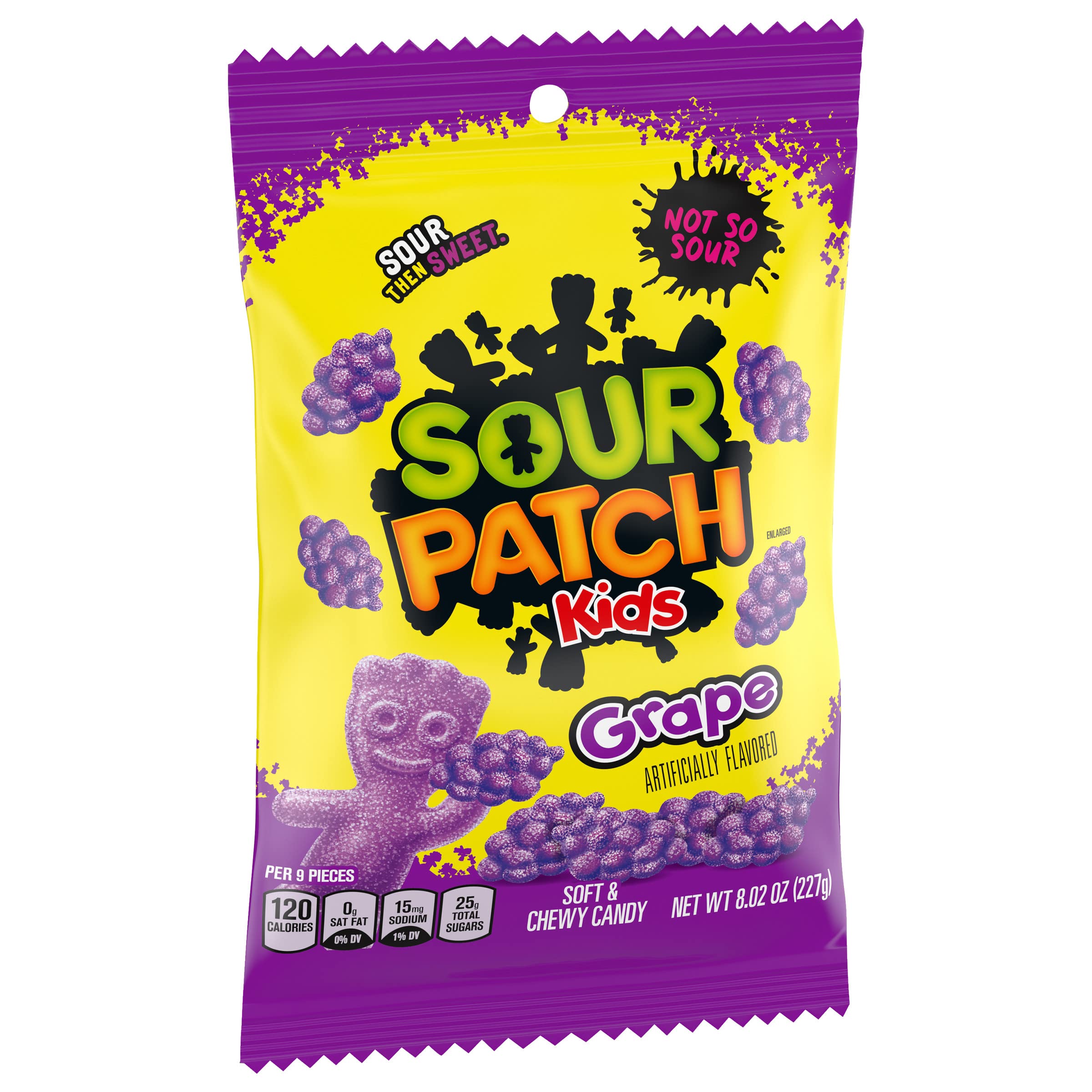 Sour Patch Kids Grape Soft & Chewy Candy - 8.02 oz Pack - Sweet & Tangy Sour Candy for Parties, Movies & Snacking