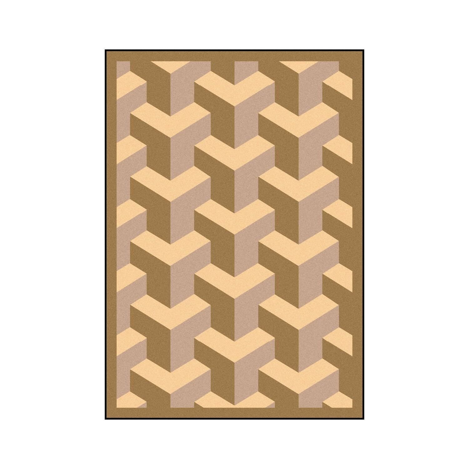 Joy Carpets Kaleidoscope Rooftop Whimsical Beige Area Rugs - Soft Non-Slip Kids Playroom & Nursery Rug for Home Decor