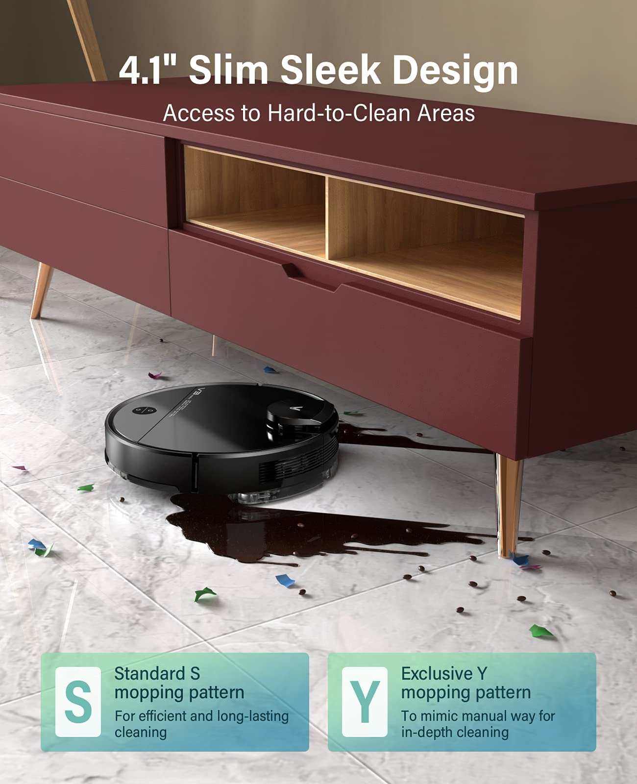 VIOMI Smart Robot Vacuum V3 Max - 4000Pa Strong Suction, LiDAR Navigation, Self-Charging, Works with Alexa & Google Home - Ideal for Hardwood Floors, Carpets & Pet Hair Cleaning (Black)