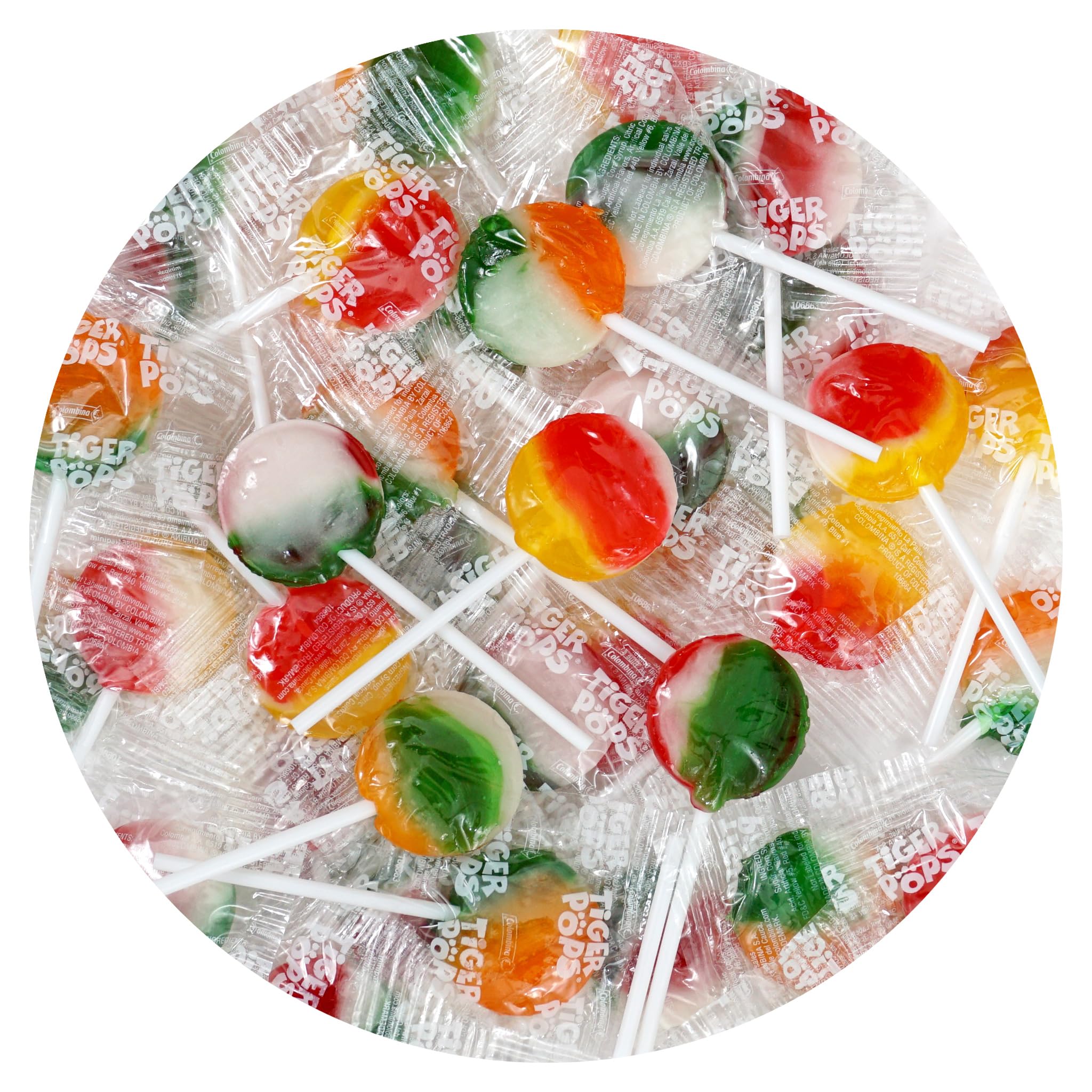 Colombina TigerPops Strawberry Lollipops - 2lb Bulk Candy (75 Count) - Individually Wrapped Suckers for Parties, Favors & Events - The Hampton Popcorn & Candy Company