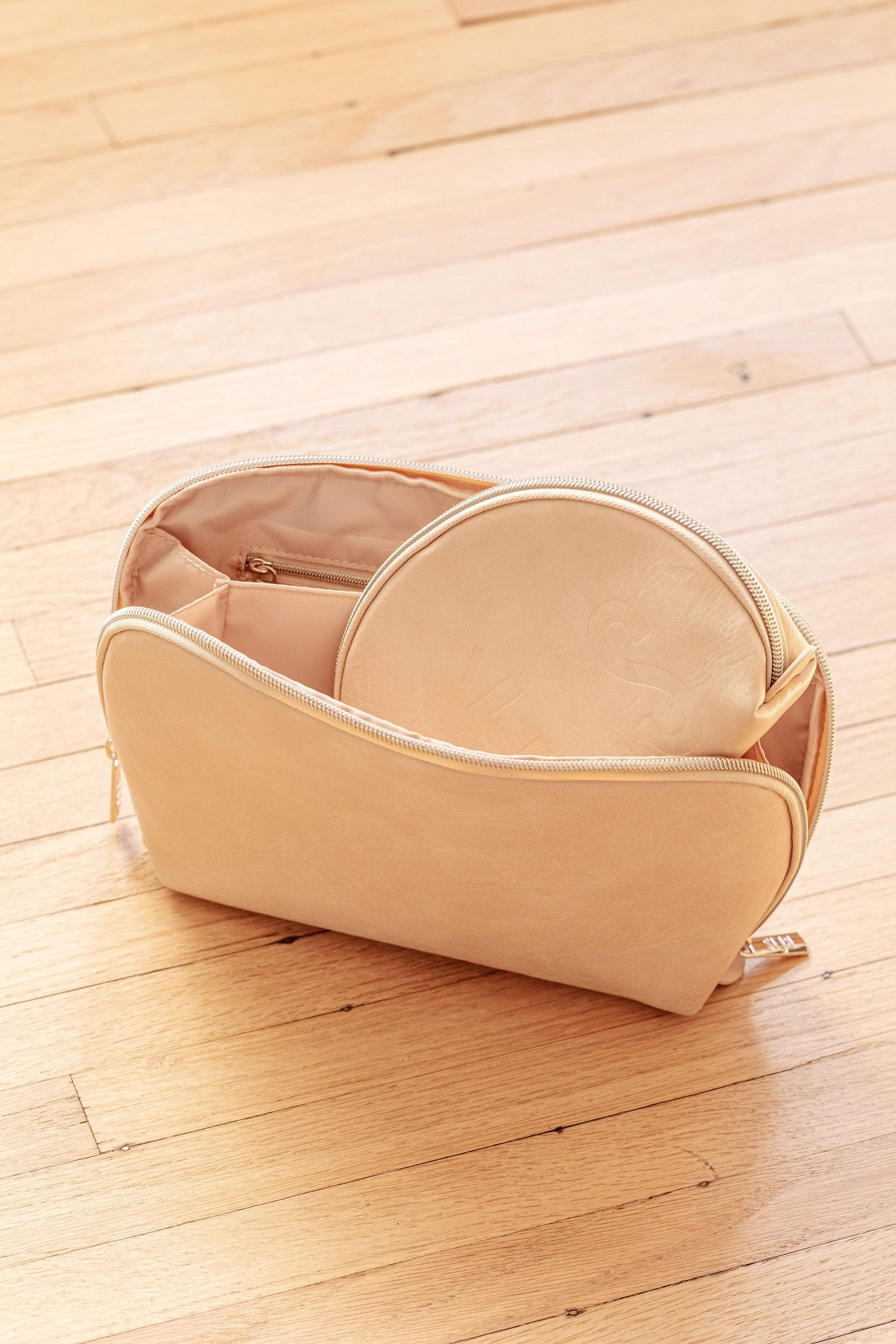 Premium Beige Cosmetic Pouch Set - Travel Makeup Organizer for Women | Waterproof & Spacious Toiletry Bag for Gym, Vacation & Daily Essentials Storage
