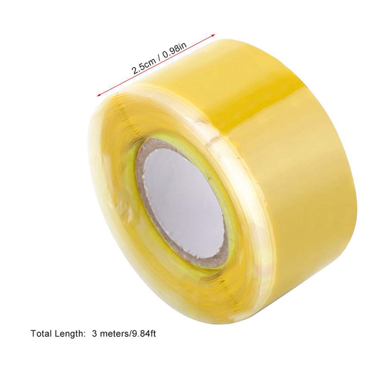 Self-Fusing Silicone Tape - Waterproof, Stretchable Electrical & Plumbing Repair Tape (2.5cm x 300cm, Yellow) - Ideal for Pipe Leaks, Wire Insulation & Emergency Fixes