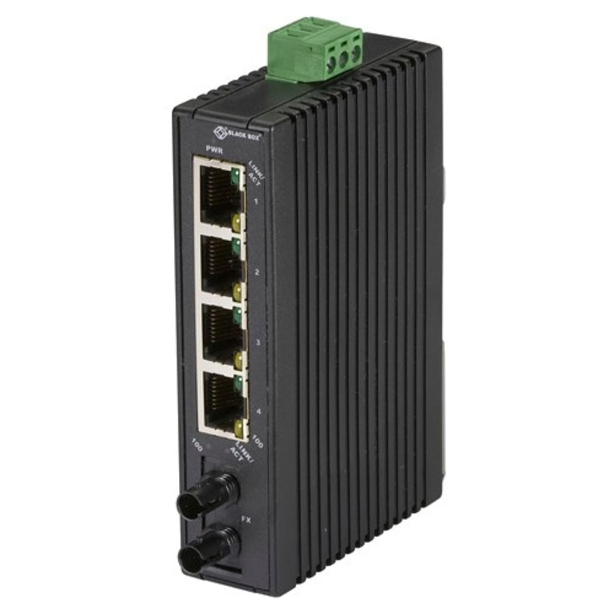 Black Box LBH120A-H-ST 5-Port Mini Industrial Ethernet Switch | Compact Network Solution for Factory Automation & Harsh Environments