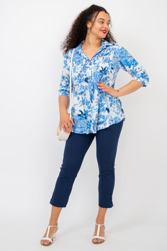 Crysiko Women's 3/4 Sleeve Blouse - Flowy Casual Tops for Work & Everyday Wear | Office Outfits & Weekend Style