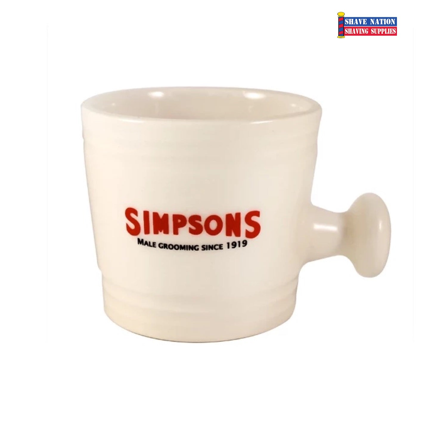 Simpsons Apothecary Shaving Mug - Classic Barber Style Ceramic Shaving Cup for Men's Grooming | Perfect for Wet Shaving, Beard Care & Vintage Bathroom Decor