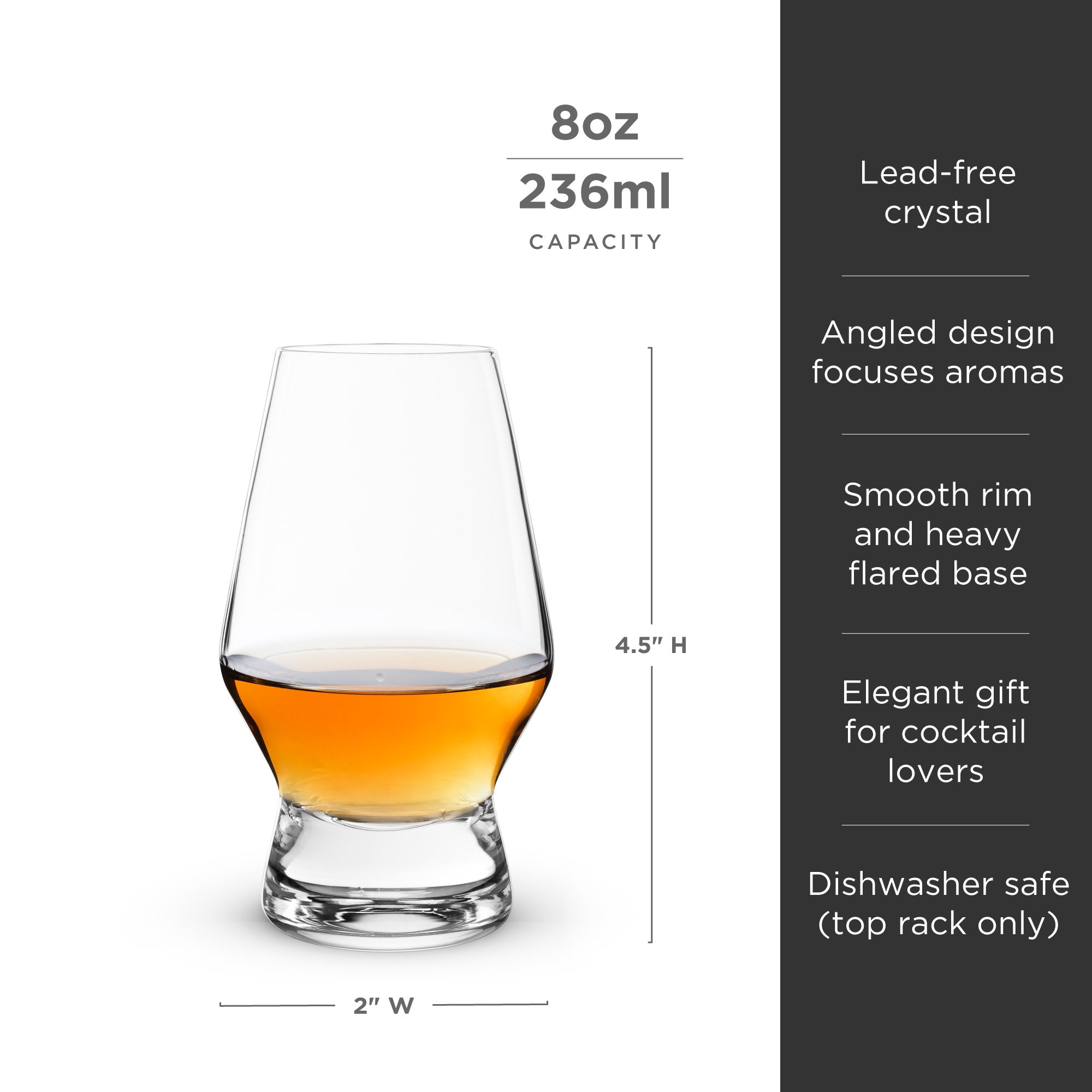 Premium Raye Heavy Base Crystal Whiskey Glasses Set of 2 - Elegant Scotch Bourbon Tasting Glasses for Whiskey Enthusiasts & Home Bar Decor