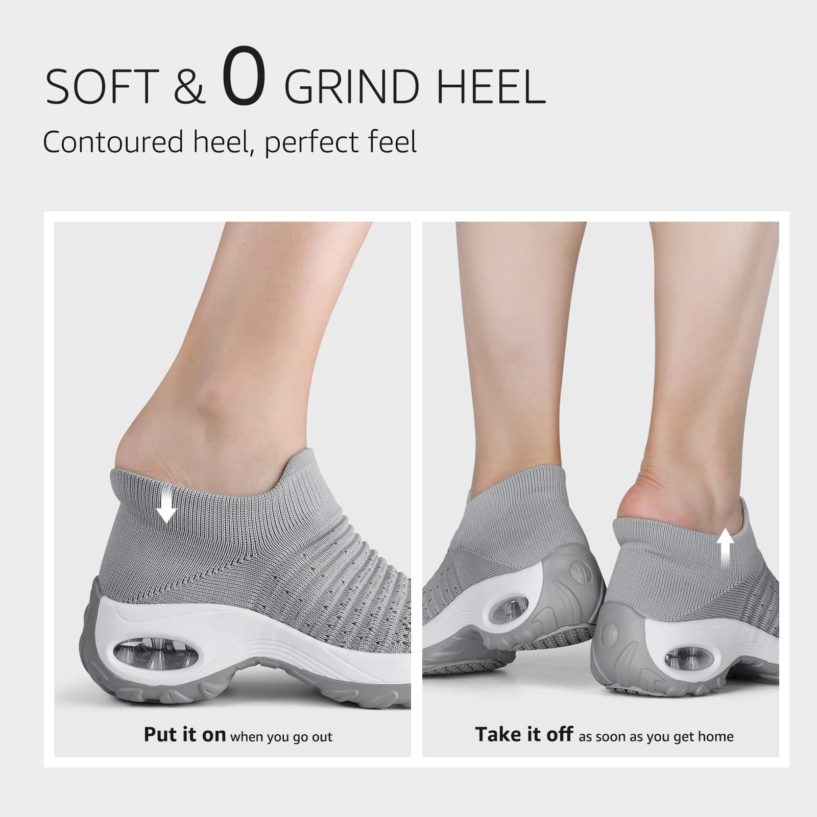 STQ Women's Slip-On Walking Shoes - Breathable Non-Slip Work Sneakers with Air Cushion & Arch Support - Comfortable Orthopedic Shoes for Nurses, Waitresses & All-Day Wear