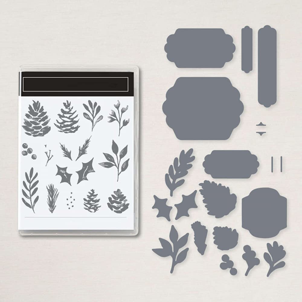 Christmas Leaves Tags Dies & Stamps Set - DIY Scrapbooking, Card Making, Embossing Stencils - Metal Cutting Dies with Clear Rubber Stamps for Paper Crafts & Holiday Decorations - Perfect for Greeting Cards, Gift Tags, and Home Decor Projects