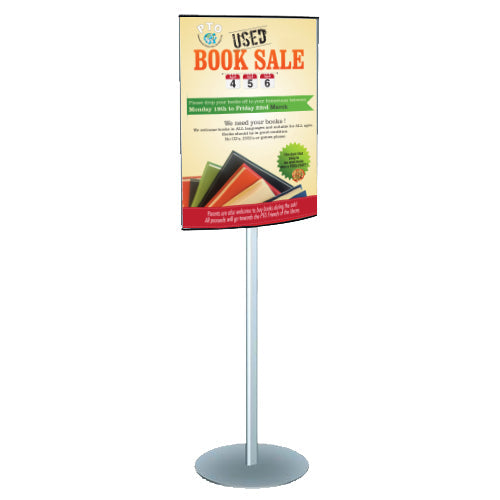 Convex Sign Holder - Single Pole Floor Stand for Posters & Displays | Perfect for Retail Stores, Trade Shows & Events
