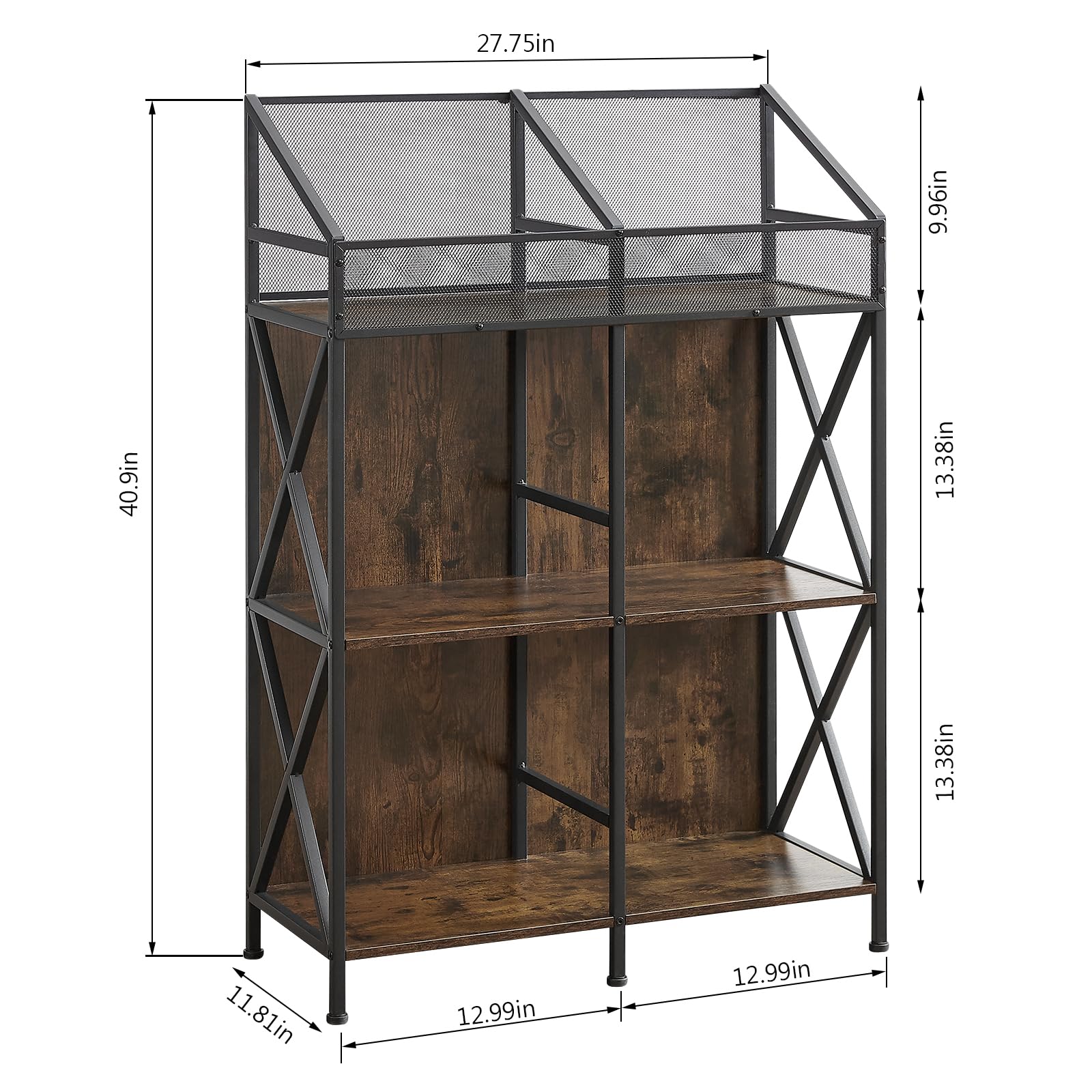 6 Grids Vinyl Record Storage Rack - Wooden Display Shelf for Albums, Books, Magazines & Files - Perfect for Living Room, Bedroom & Home Office Organization - Patent Pending