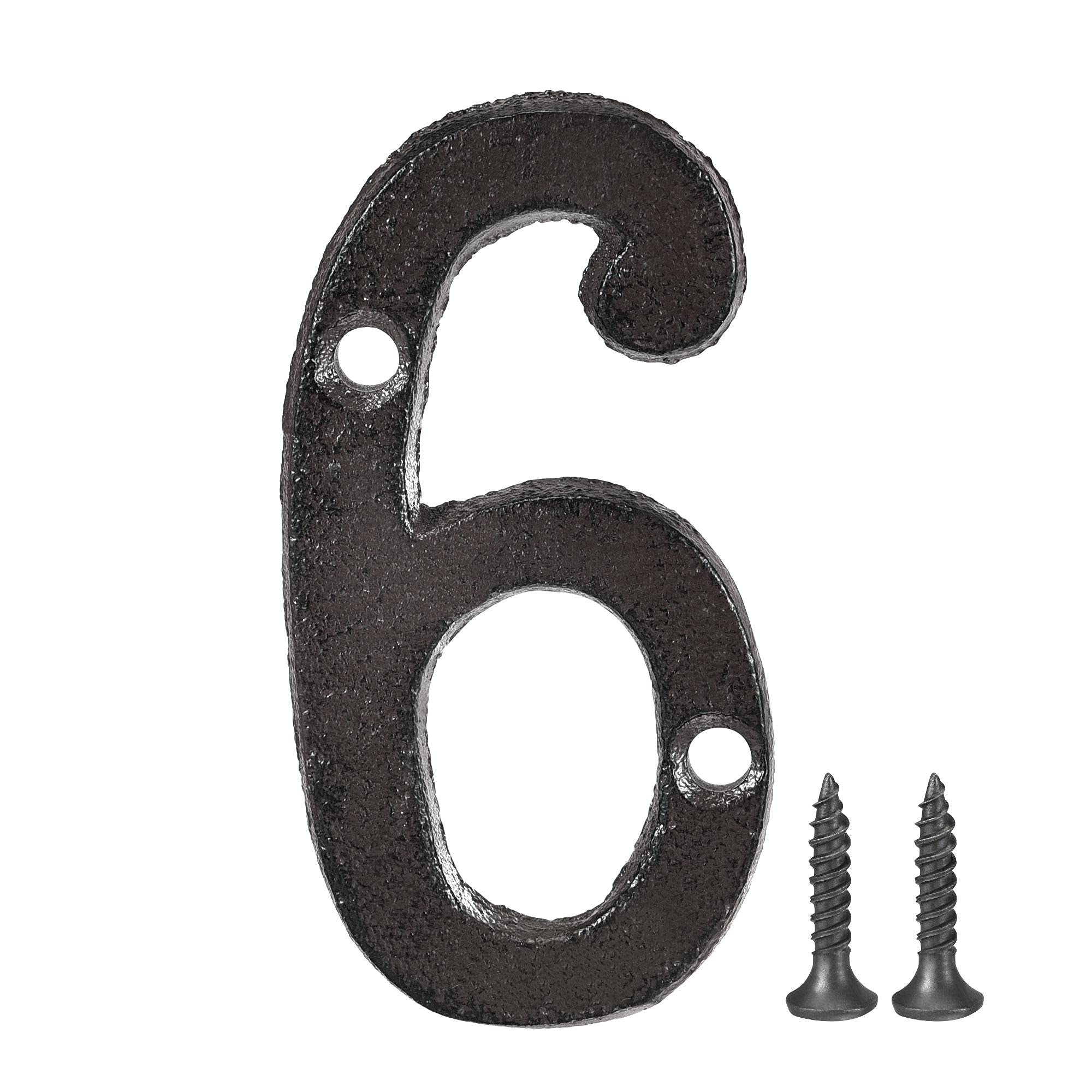 3 Inch Cast Iron House Number 6 - Durable Metal Address Plaque for Home, Hotel, Mailbox, Front Door - Perfect for Outdoor Address Signs and Property Identification