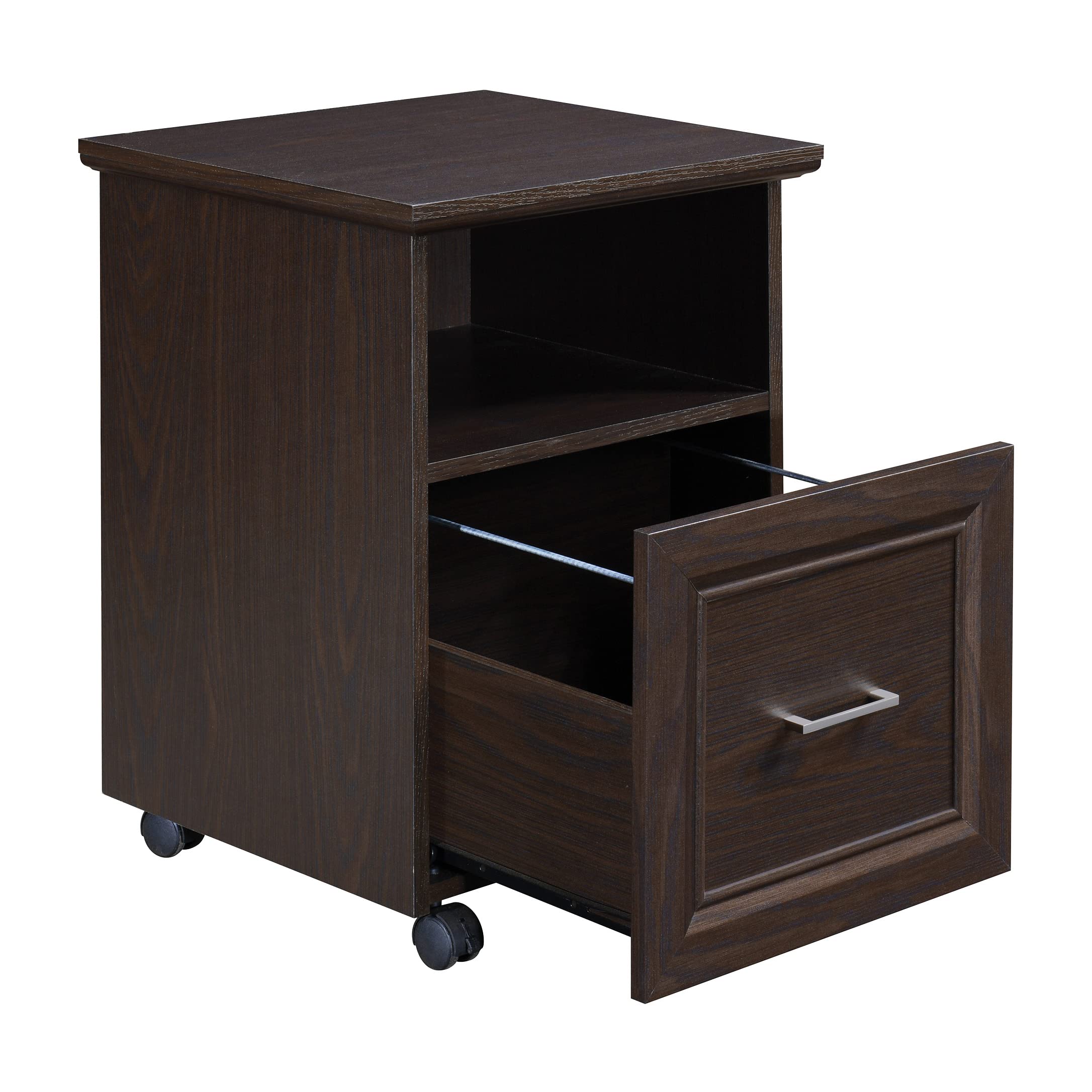 OSP Jefferson Rolling File Cart & Printer Stand with Lockdowel System - Espresso Finish Mobile Office Organizer for Home & Business Workspaces