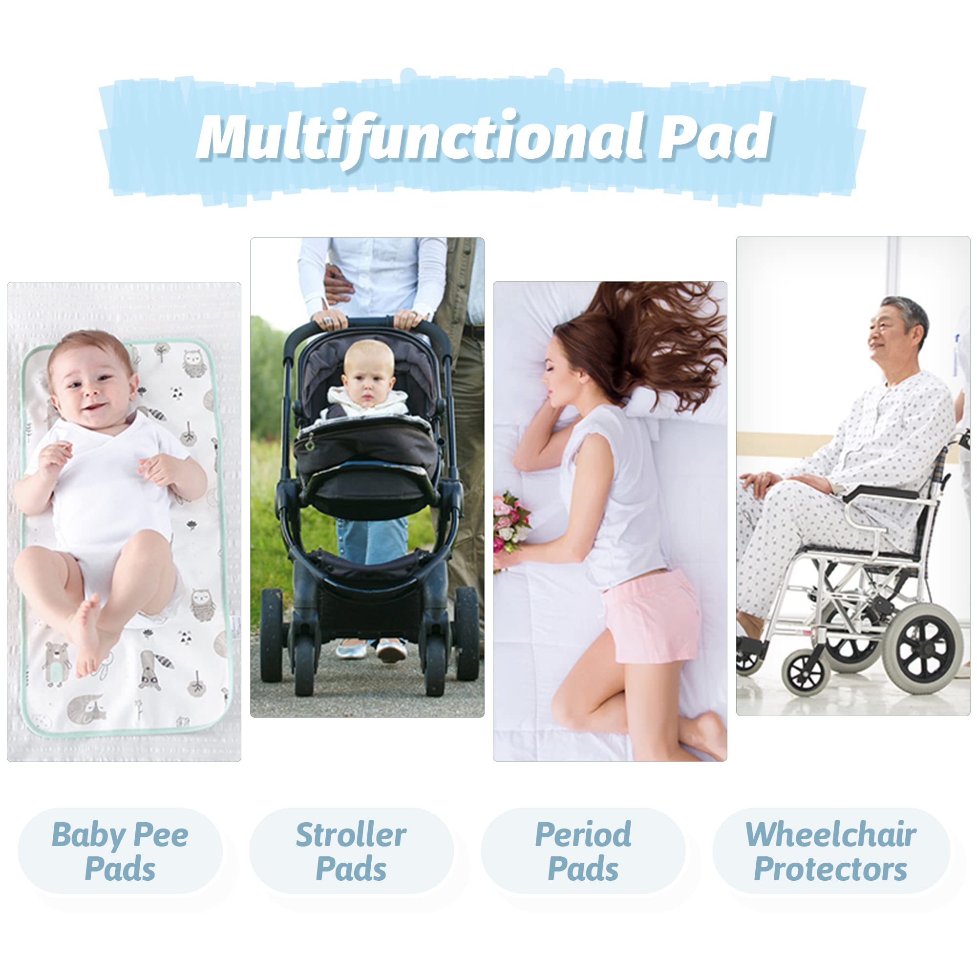 2Pcs Soft Cotton Waterproof Baby Changing Pad Liners - Portable Diaper Changing Mat for Travel & Home (Large, White) - Ideal for Nursery, On-the-Go & Daycare Use