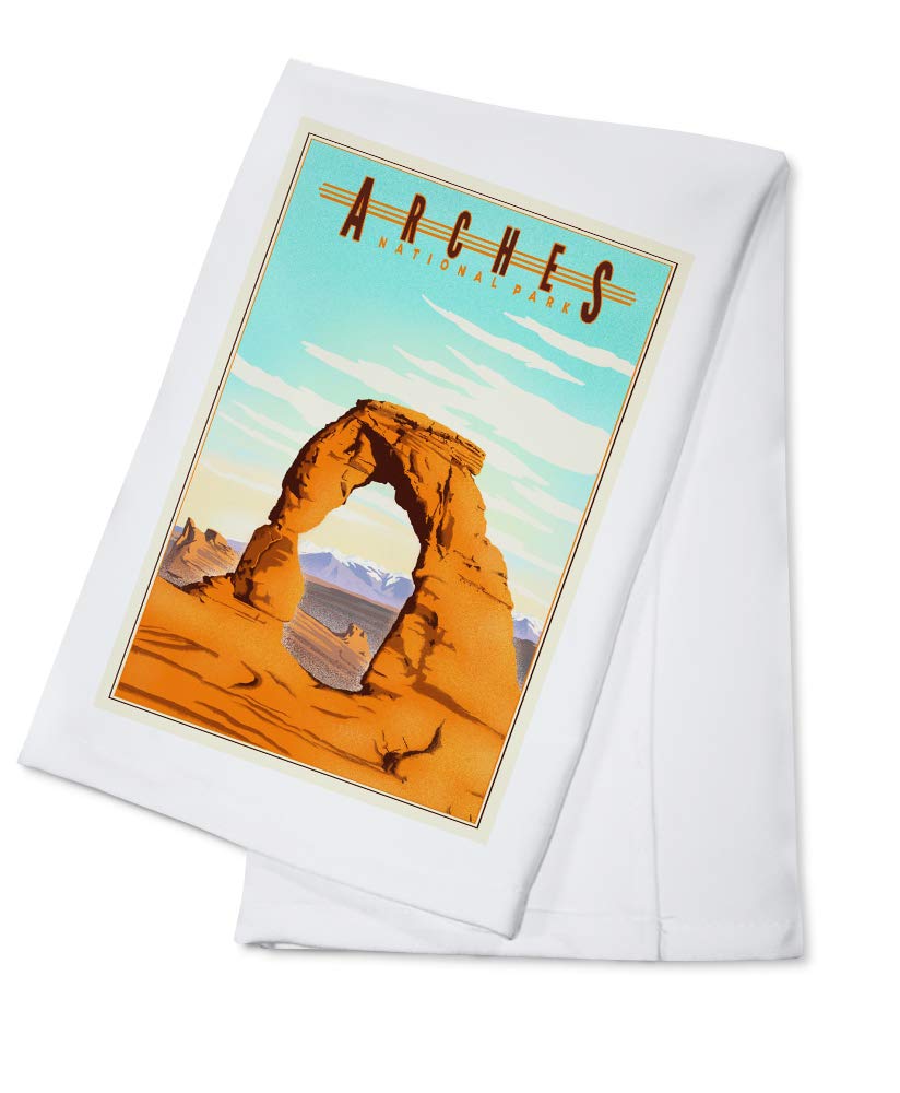 Arches National Park Lithograph - 100% Cotton Tea Towel & Decorative Hand Towel for Kitchen, Home Decor | Perfect for Gifts, Dish Drying & Wall Art Display