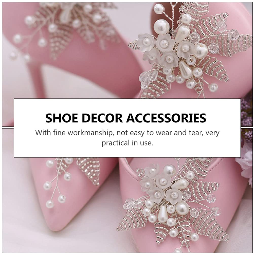 1 Pair Elegant Pearl & Rhinestone Shoe Clips - Crystal Bridal Shoe Buckles - DIY Floral Shoe Charms for Wedding, Party, Prom - Decorative Shoe Accessories for Heels & Flats - Perfect for Bridesmaids, Dancers & Special Occasions