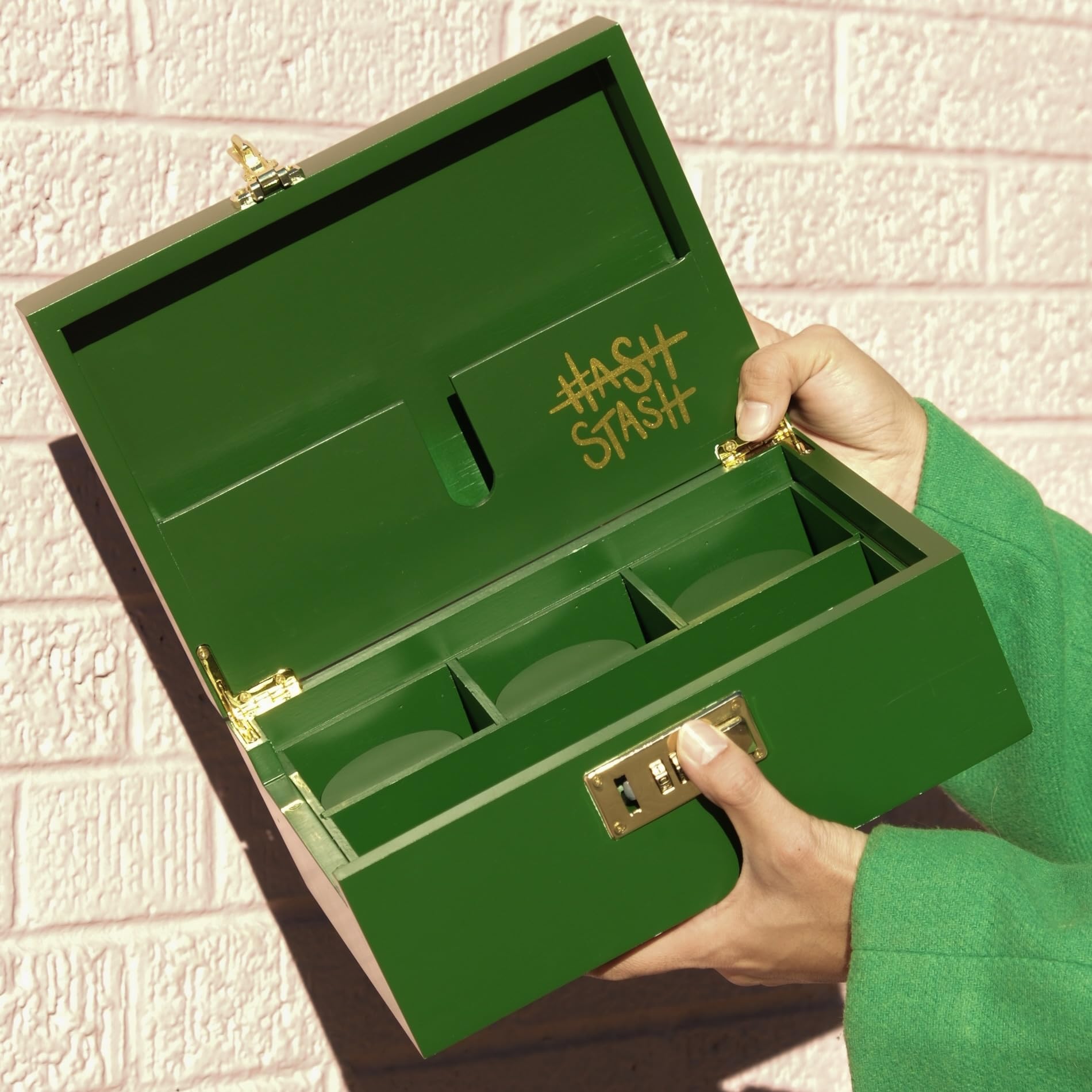 Premium Storage Box - Durable & Stylish (Green/Gold) - Perfect for Home Organization, Office Supplies & Craft Storage