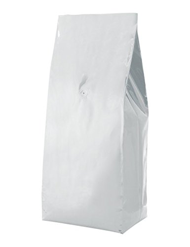 50 Pack 5 LB White Side Gusseted Coffee Bags with One-Way Valve - Freshness Seal for Whole Bean & Ground Coffee Storage - Ideal for Home Roasters & Coffee Shops