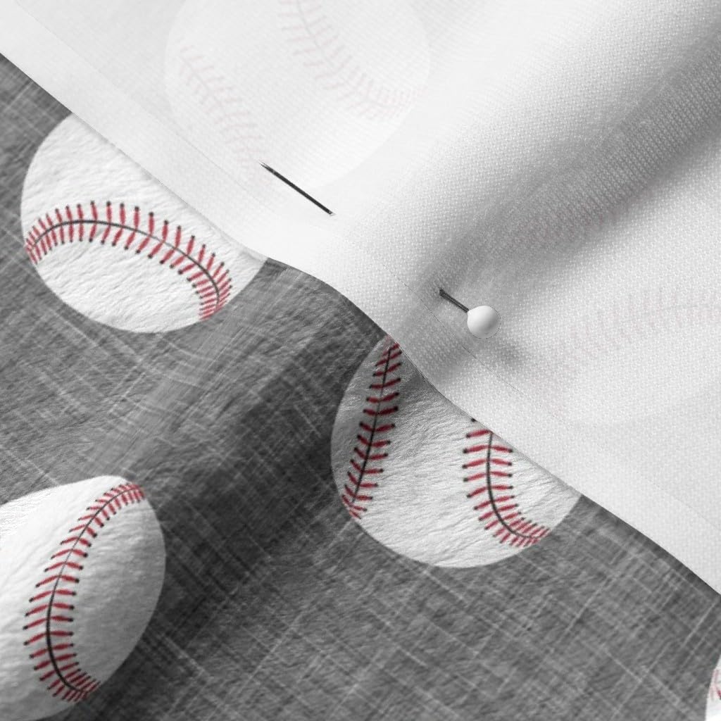 Baseball Game Printed Minky Fabric - Trendy Gray Baseballs Sports Design for Sewing Baby Blankets, Quilt Backing & Plush Projects - Soft Fat Quarter Fabric for DIY Crafts & Home Decor