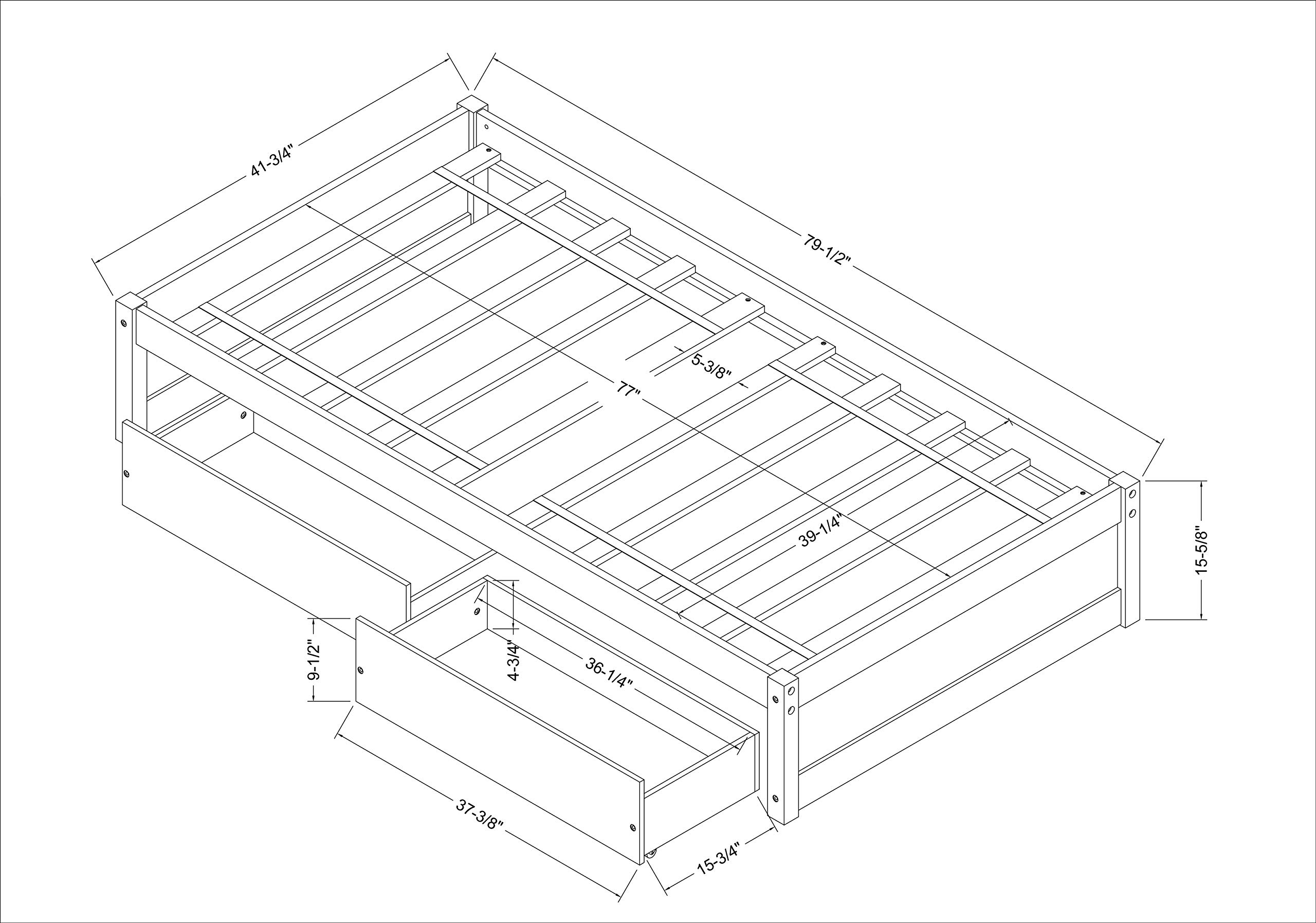 Twin Platform Bed Frame with 2 Storage Drawers - Solid Wood Kids Bed for Toddler Boys & Girls - 10 Slat Support No Box Spring Needed - Easy Assembly (Bright White) - Perfect for Small Bedrooms & Space Saving Kids' Rooms
