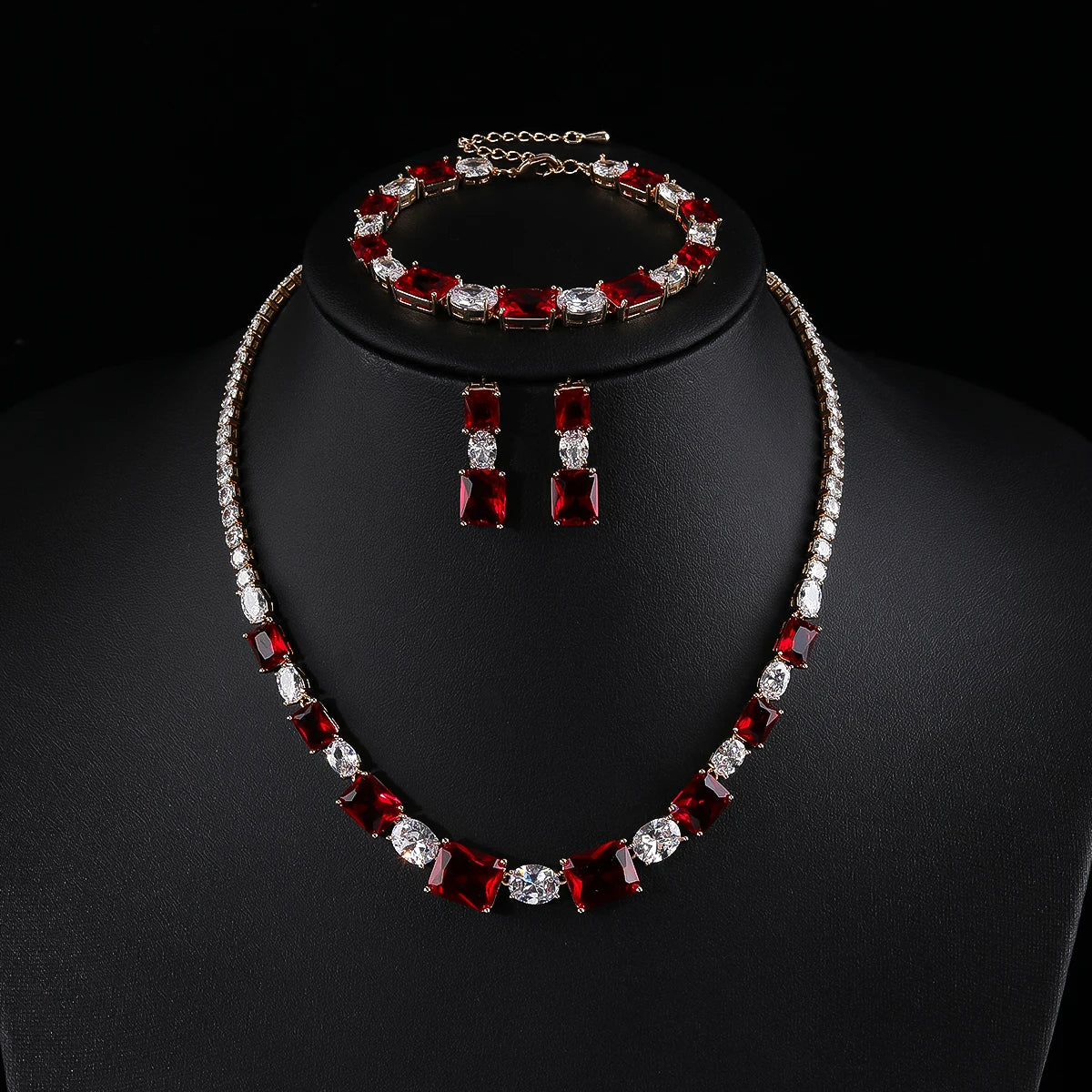 Luxury Cubic Zirconia 3-Piece Jewelry Set for Women - Necklace, Earrings & Bracelet - Wedding Bridal Accessories - Perfect for Bridal Shower, Anniversary & Formal Events