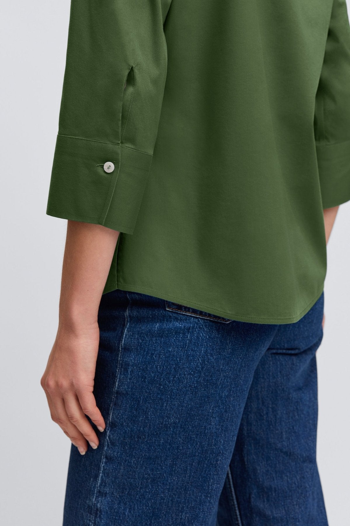 Mary No Iron Stretch 3/4 Sleeve Shirt - Wrinkle-Free Comfort Blouse for Women - Perfect for Office, Travel & Casual Wear