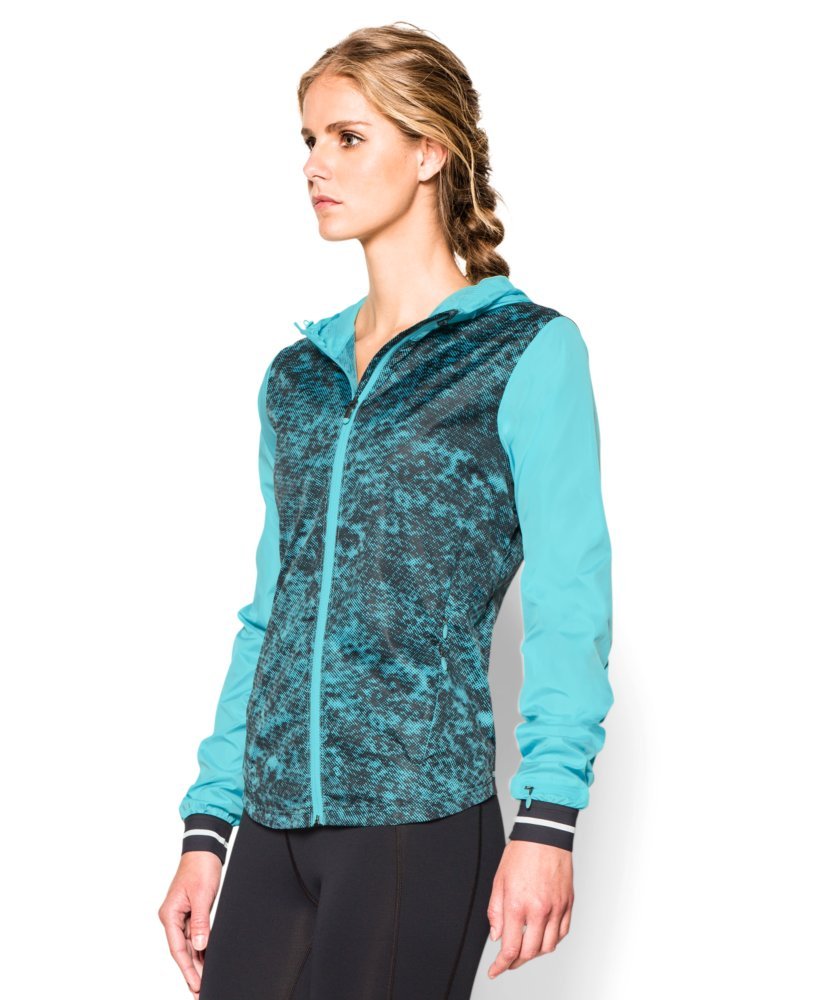 Under Armour Women's Printed Layered Up Storm Jacket - Waterproof Windbreaker with Reflective Details in Veneer/Black | Perfect for Running, Hiking & Outdoor Activities