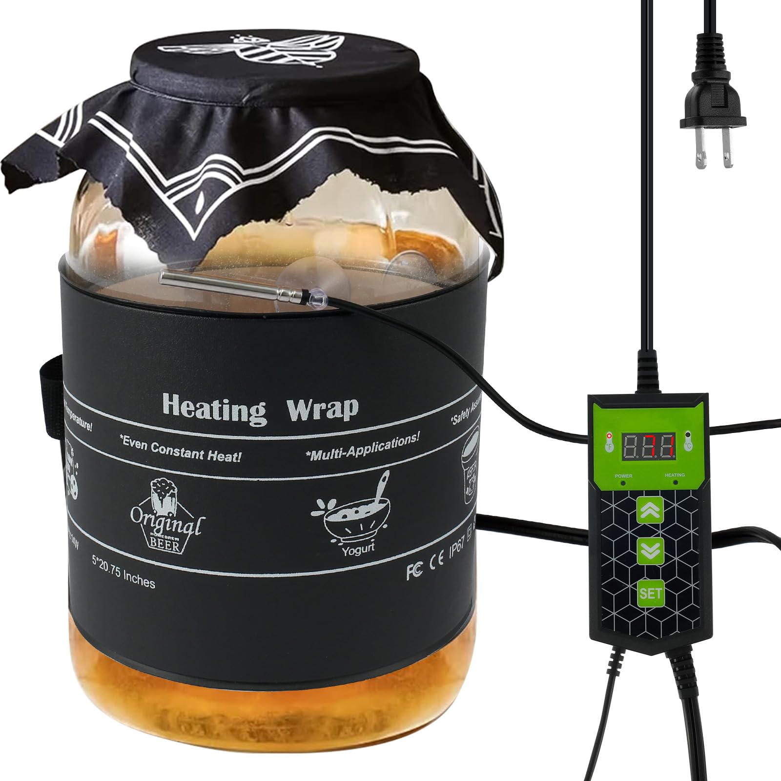 Premium 5.5×20 Inch Waterproof Kombucha Heating Pad with Precise Temperature Control - Ideal for Home Brewing, Yogurt, Sauerkraut & Fermentation - Perfect Gift for Foodies & Home Chefs - Great for DIY Projects, Winter Fermentation & Small Batch Food Preservation - Use in Kitchens, Basements & Breweries for Consistent Heat in Cold Weather