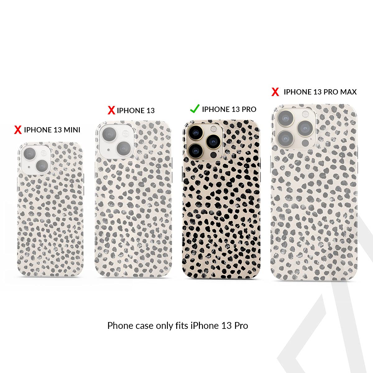 Stylish BURGA Hard Shell Phone Case for iPhone 13 Pro - Trendy Polka Dot Design with Protective Cover - Durable Aesthetic Case for Women & Men - Perfect for Everyday Use, Work, and Travel