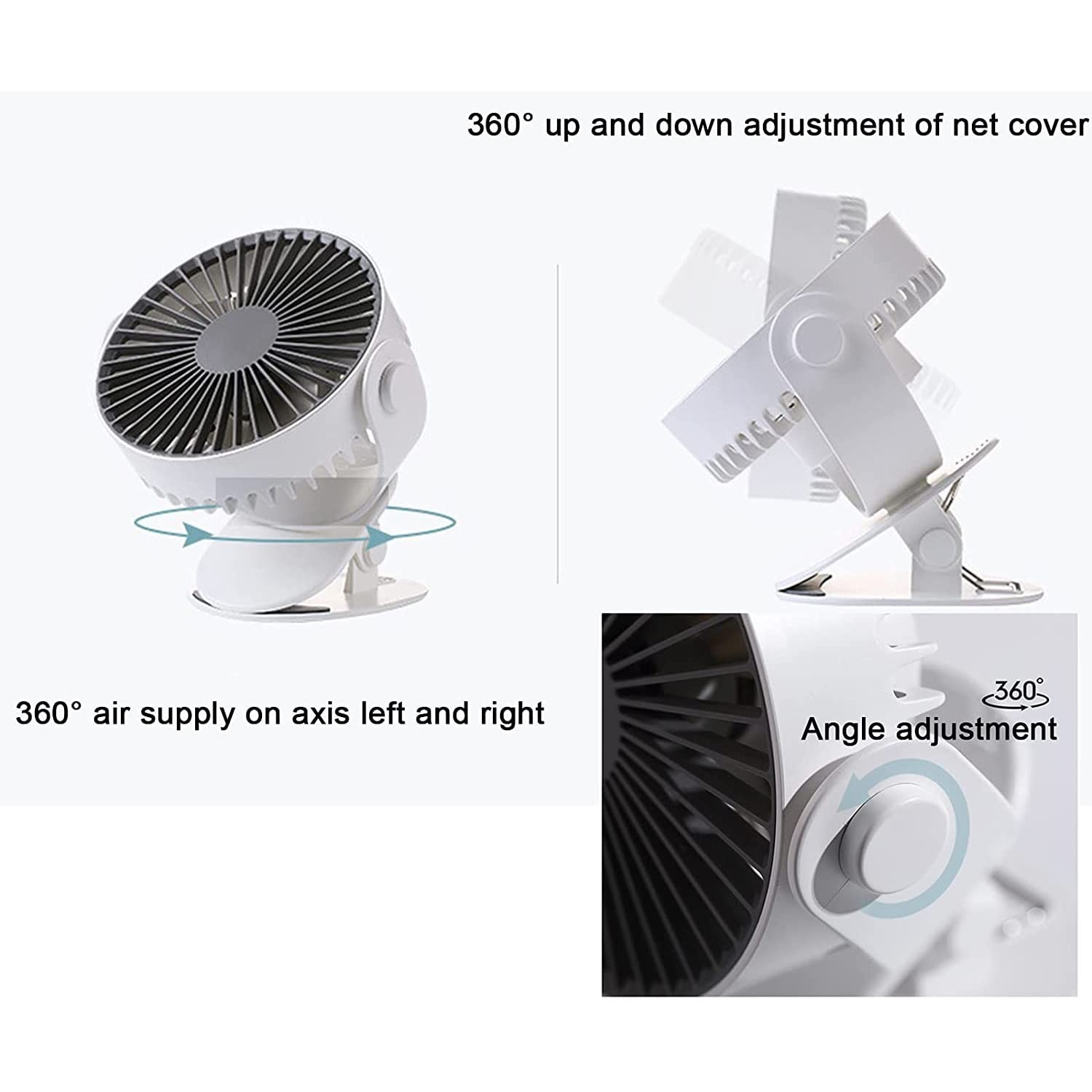 7-Inch Clip Convertible Table-Top & Clip Fan - Portable Air Circulating Fan with 3 Speed Settings - Compact Air Circulator for Bedroom, Home, Office, Camping & Car - White - Perfect for Cooling Small Spaces & Personal Use