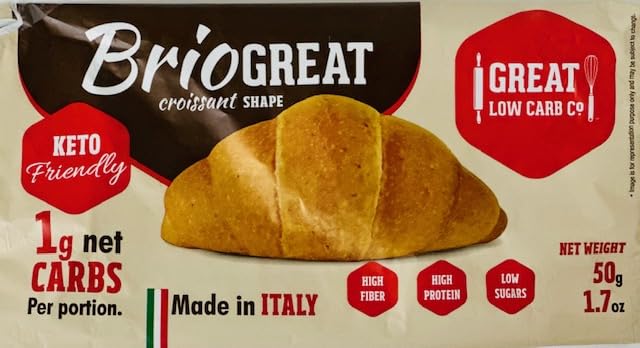 Great Low Carb Company BrioGreat Croissant-Shaped Pasta, 1.7 oz - Keto Friendly, Low Carb, High Protein (3 Pack) | Only 1 Net Carb, 8g Protein per Serving | Perfect for Keto Diet, Weight Loss & Healthy Snacking