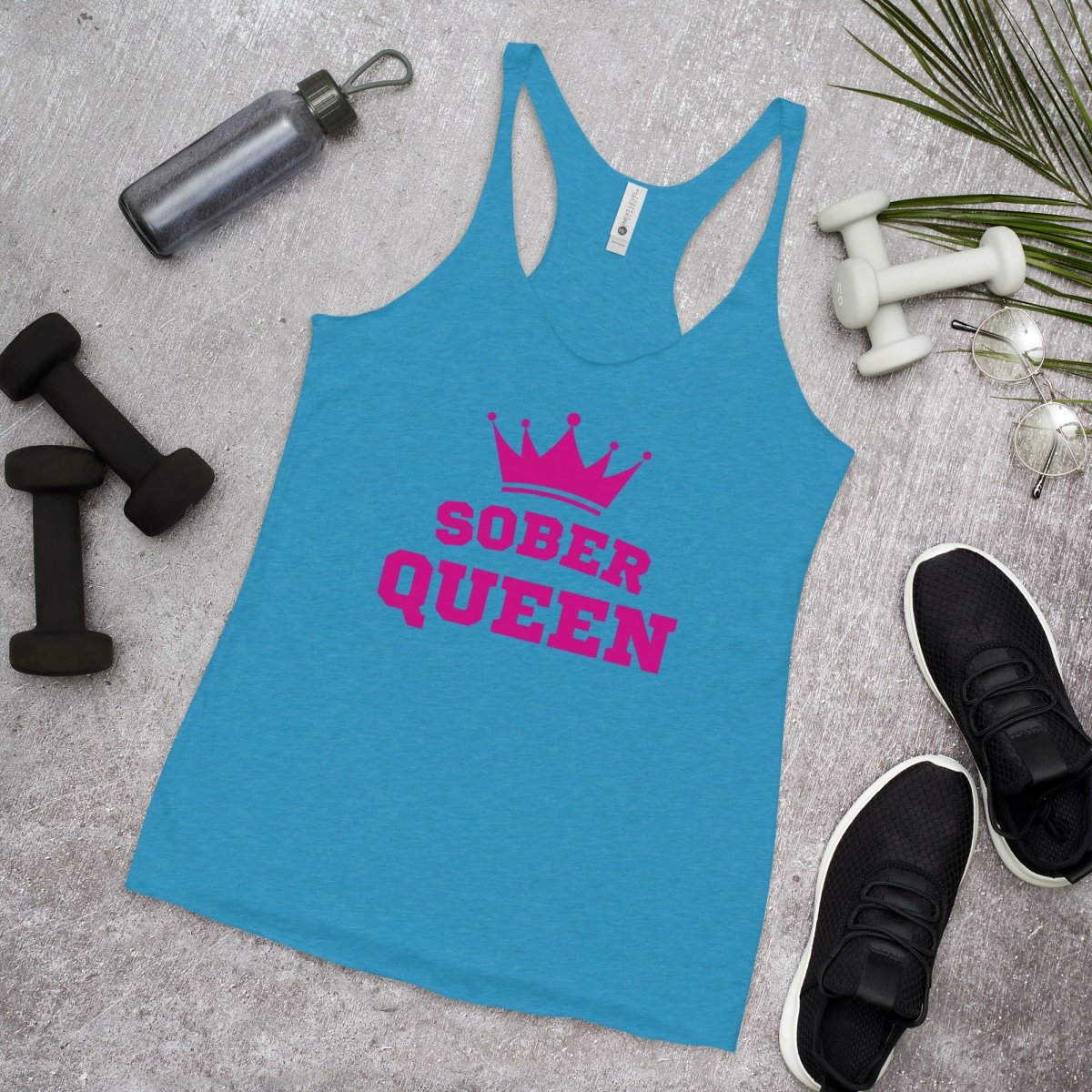 Sober Queen Strength Racerback Tank Top for Women - Workout, Gym & Yoga Activewear - Perfect for Fitness, Running & Everyday Wear